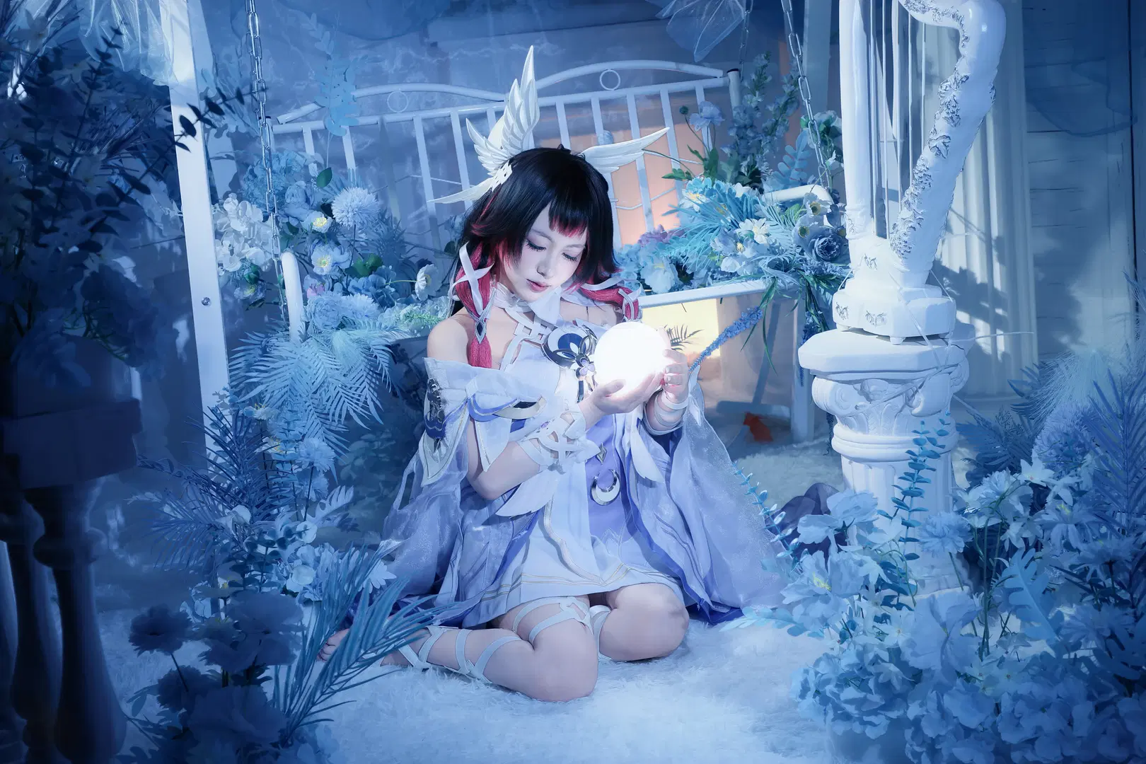 原神・月下少女コスプレ、氷藍のファンタジー風スタジオで紡ぐコスプレ写真 - 星漫映画 - 6枚目