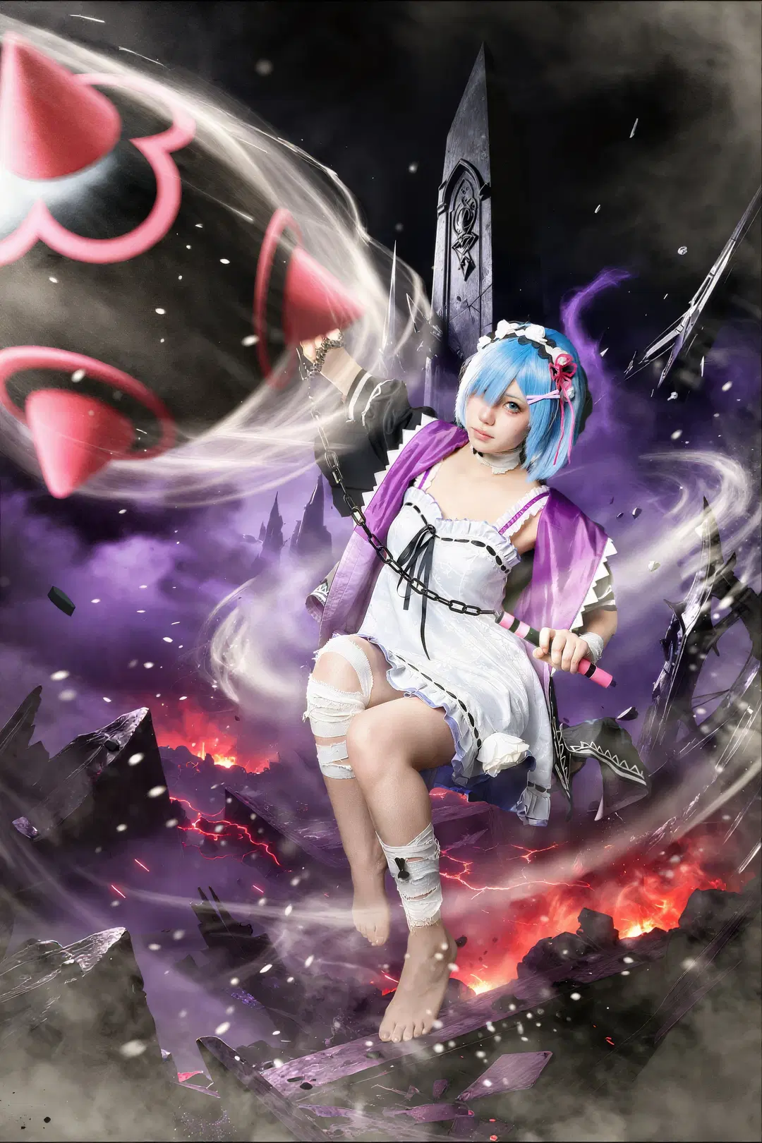 【蕾姆cos】蓝发战斗少女手持流星锤的正片放送 - 星漫映画 - 第4张