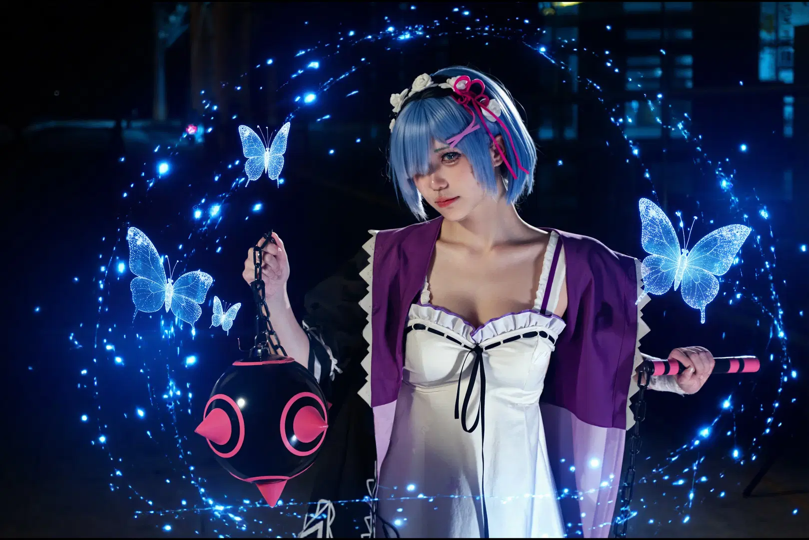 【蕾姆cos】蓝发战斗少女手持流星锤的正片放送 - 星漫映画 - 第6张