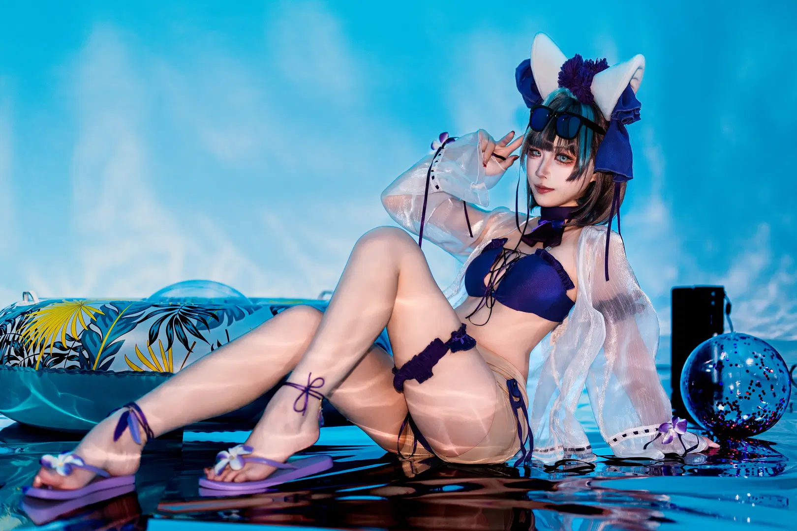 【碧蓝航线柴郡cos】水波纹棚景自搭泳装拍摄记录 - 星漫映画 - 第4张