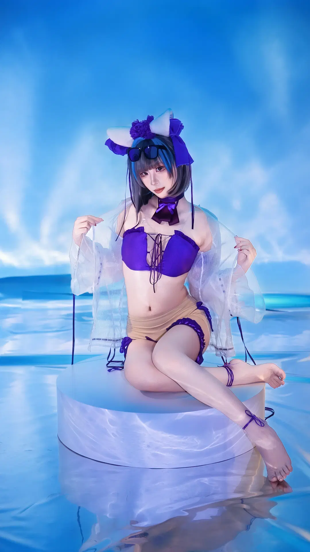 【チェシャー コスプレ】アズールレーン夏用水着、水中スタジオ自作セット撮影の記録 - 星漫映画 - 2枚目