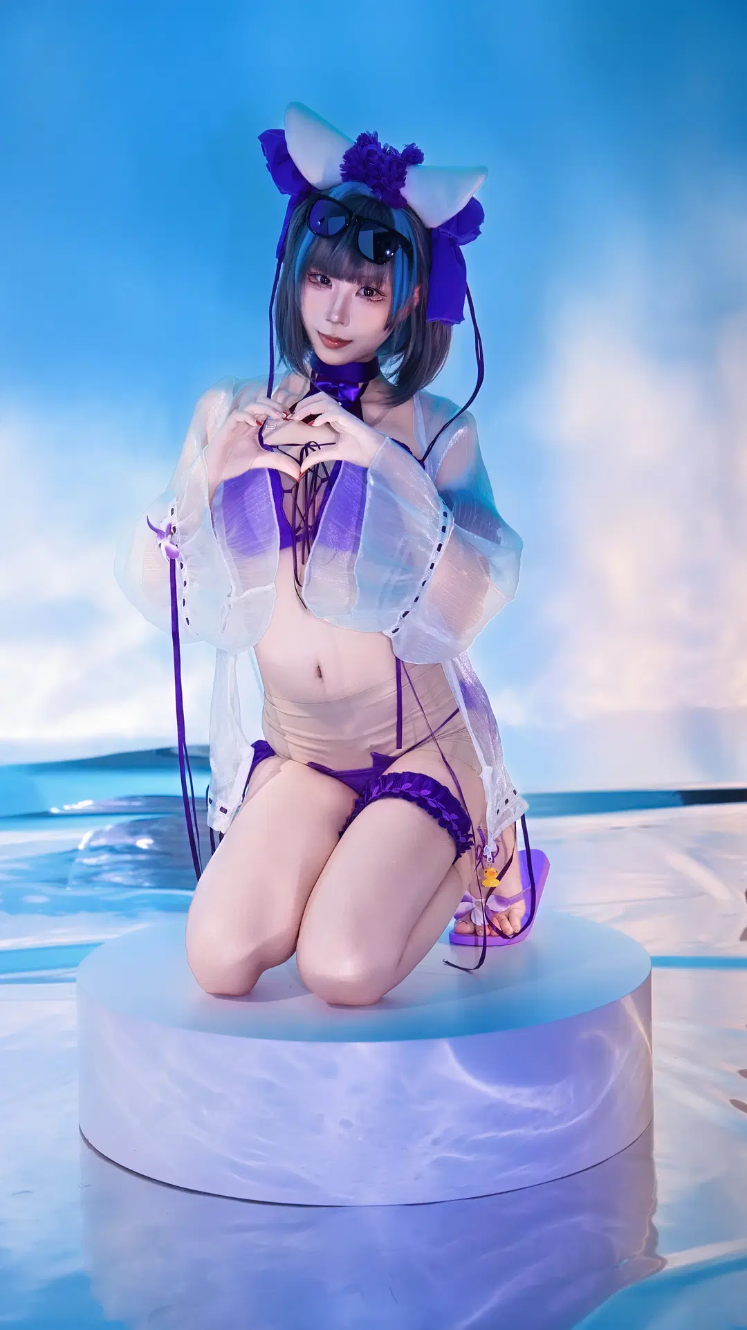 【チェシャー コスプレ】アズールレーン夏用水着、水中スタジオ自作セット撮影の記録 - 星漫映画 - 6枚目