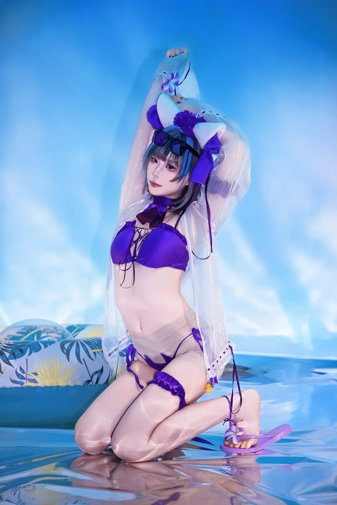Cheshire Cosplay, Azur Lane, Studio shoot, Swimsuit cosplay, Stockings