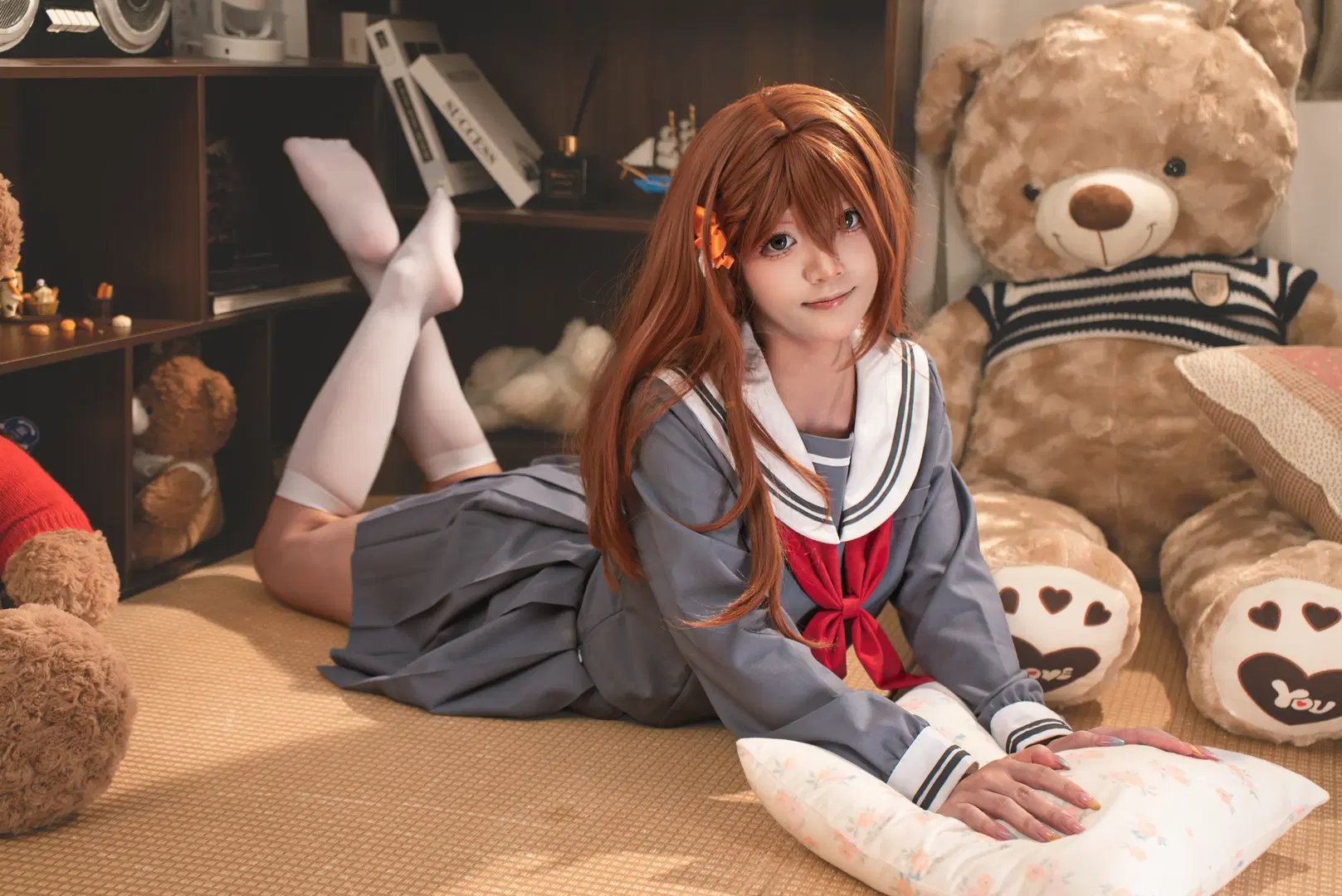 二次元摄影, JK制服, 白丝, 世界计划, 花里实乃里cos