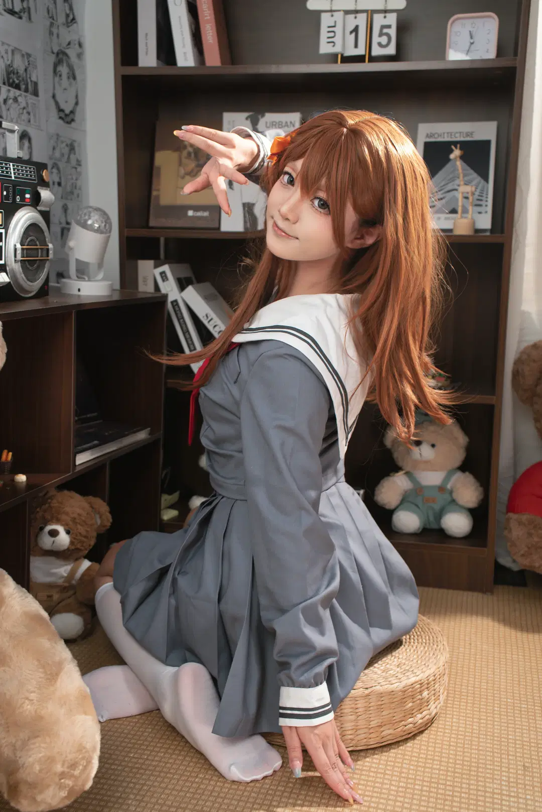 [Hanasato Minori cosplay] Project Sekai Home-Style Studio Shoot: The White Stockings Sailor Suit is Truly Too Cute by 星漫映画 - Image 6