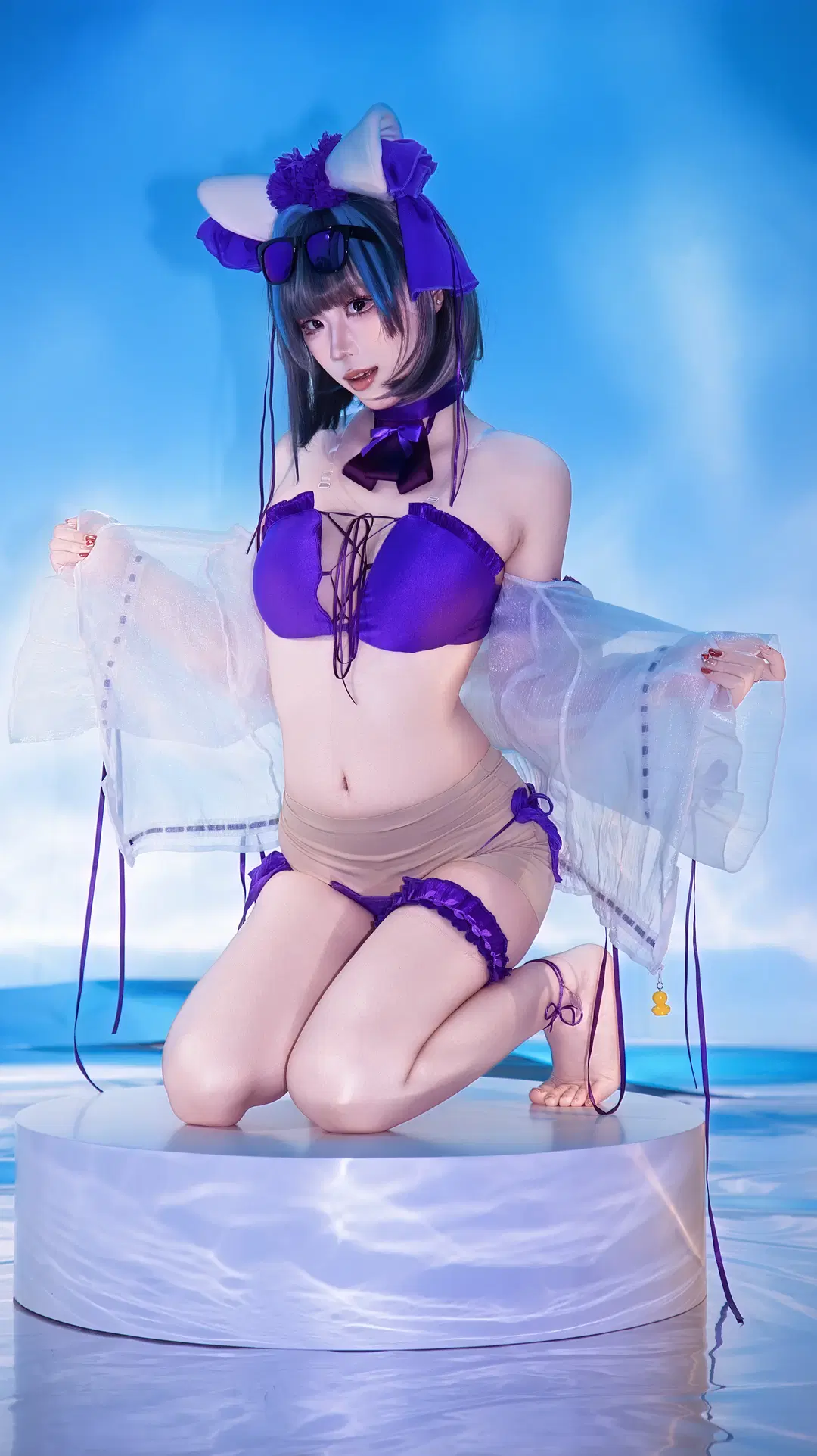 Cheshire Cosplay, Azur Lane, Studio shoot, Swimsuit cosplay, Animal ears