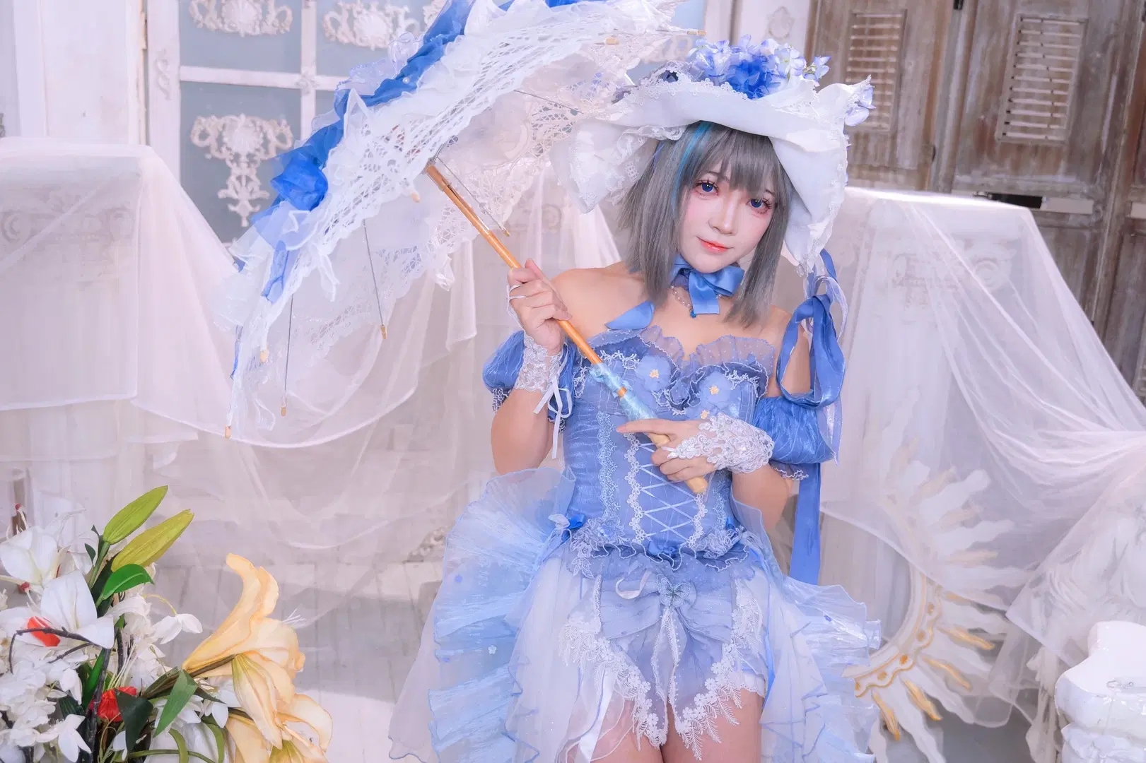 [Cheshire Cosplay] Azur Lane dreamy blue-and-white Lace dress Cosplay photoshoot by Kirito君 - Image 10
