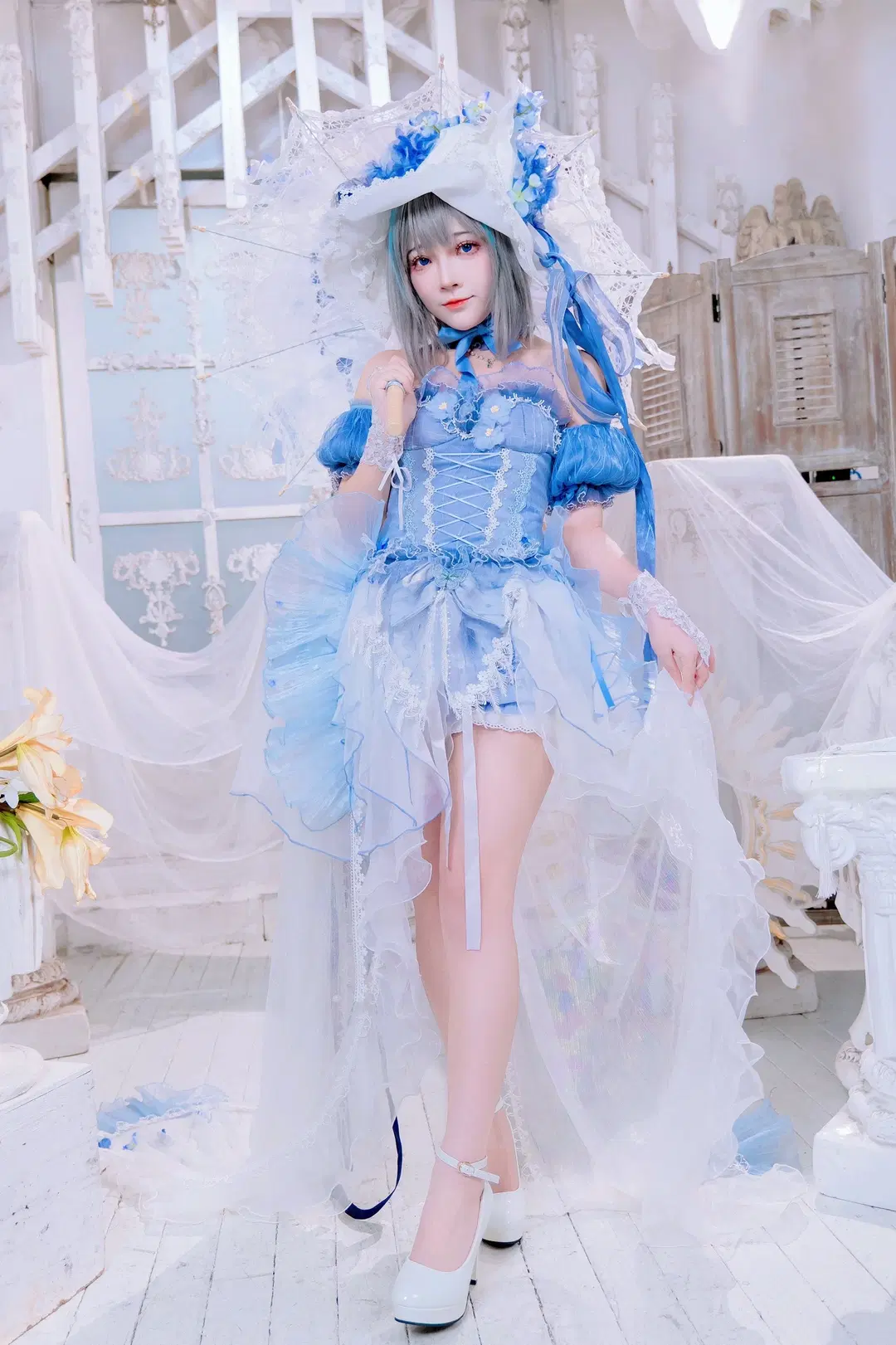 [Cheshire Cosplay] Azur Lane dreamy blue-and-white Lace dress Cosplay photoshoot by Kirito君 - Image 4