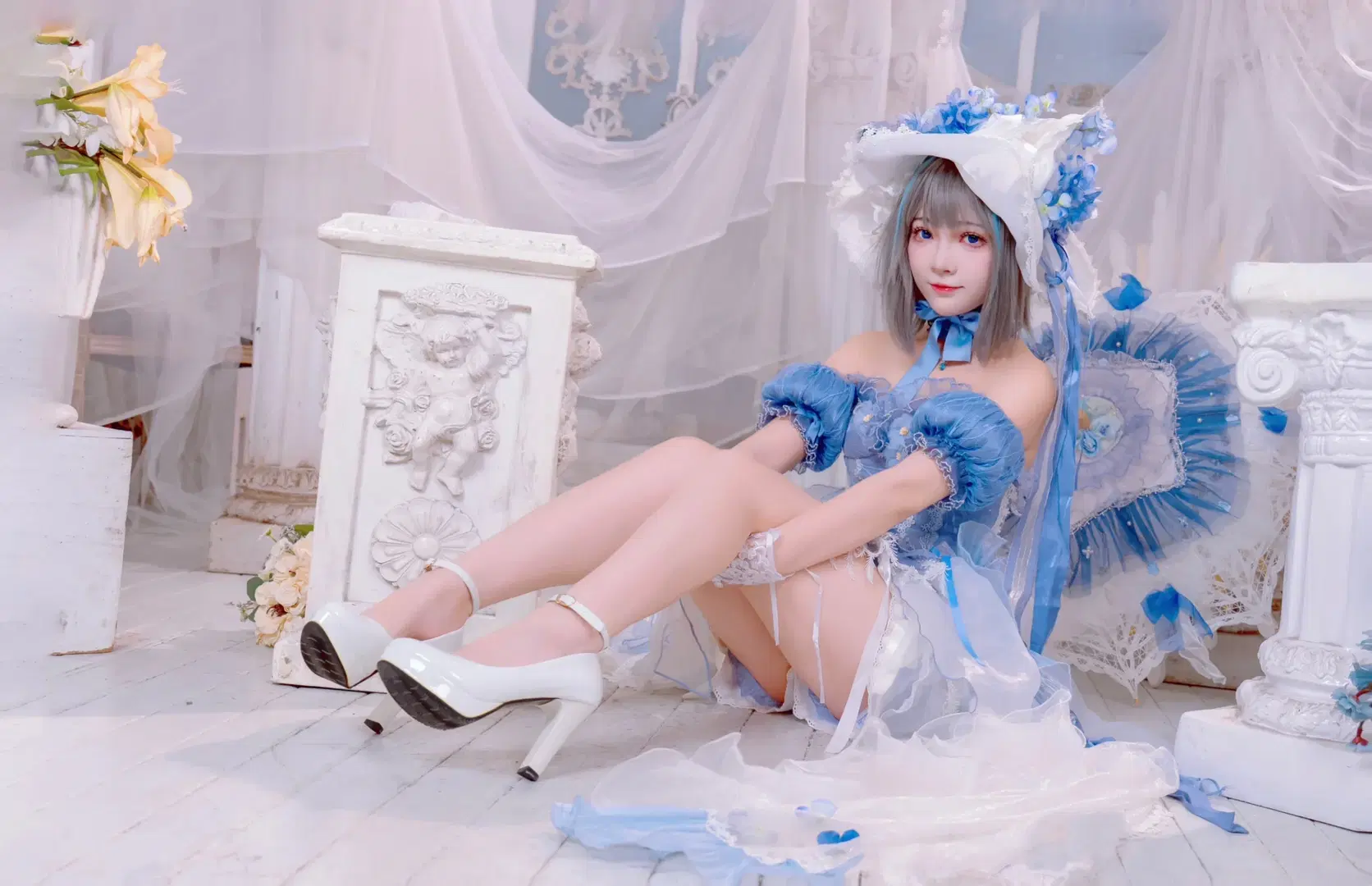 [Cheshire Cosplay] Azur Lane dreamy blue-and-white Lace dress Cosplay photoshoot by Kirito君 - Image 6