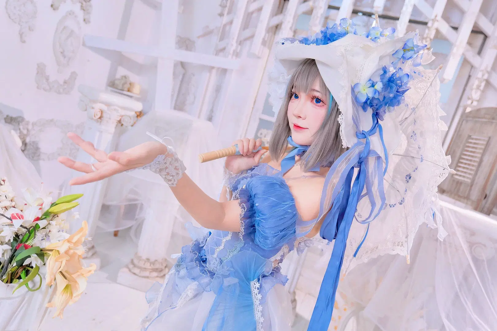 [Cheshire Cosplay] Azur Lane dreamy blue-and-white Lace dress Cosplay photoshoot by Kirito君 - Image 8