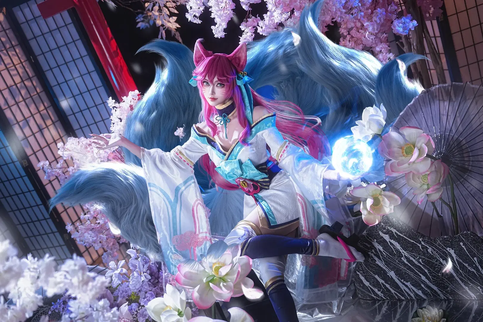 【阿狸cos】英雄联盟灵魂莲华绝美狐妖 - sakura雨尘酱 - 第2张