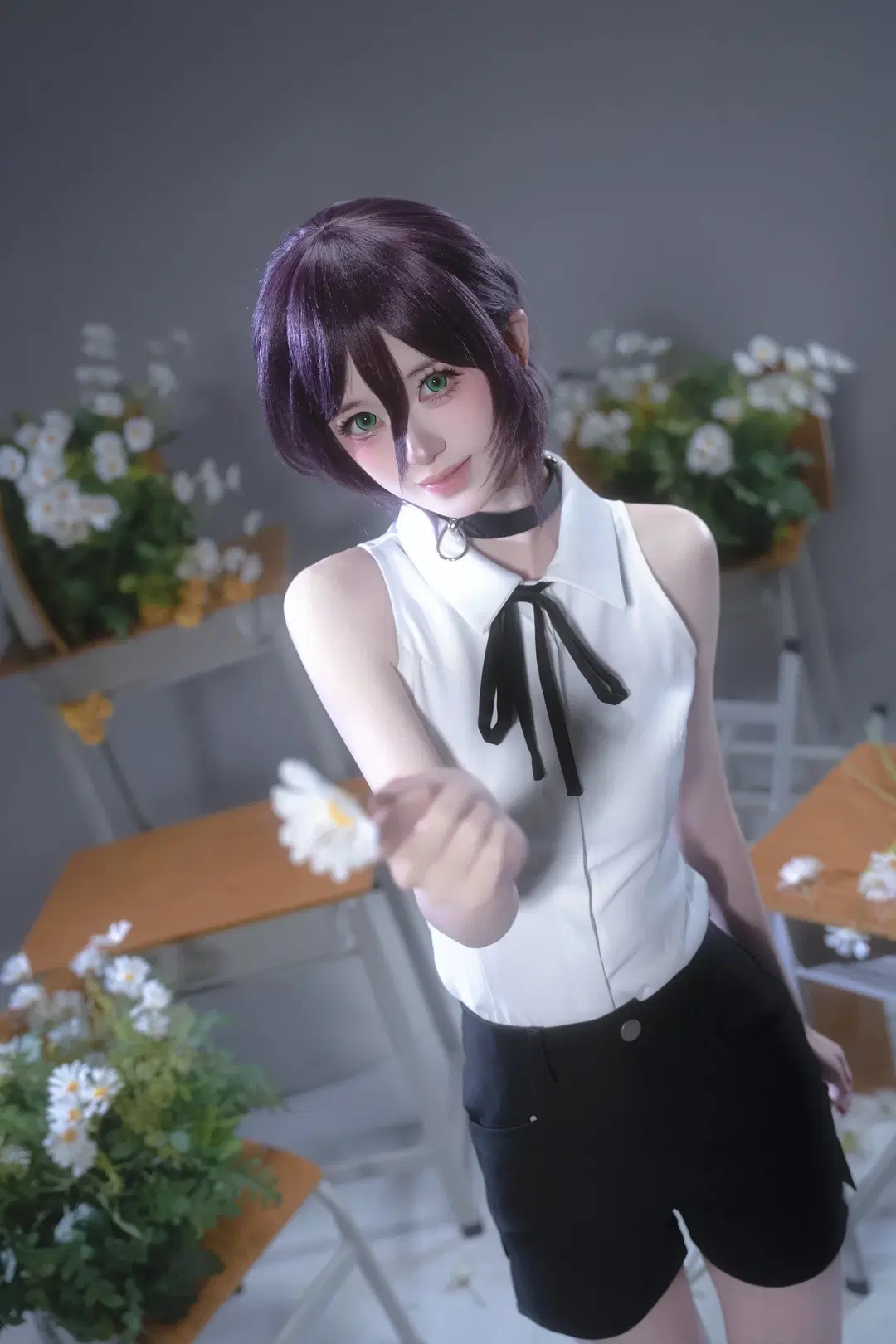 【蕾塞cos】电锯人蕾塞，教室里的雏菊与黑丝 - sakura雨尘酱 - 第6张