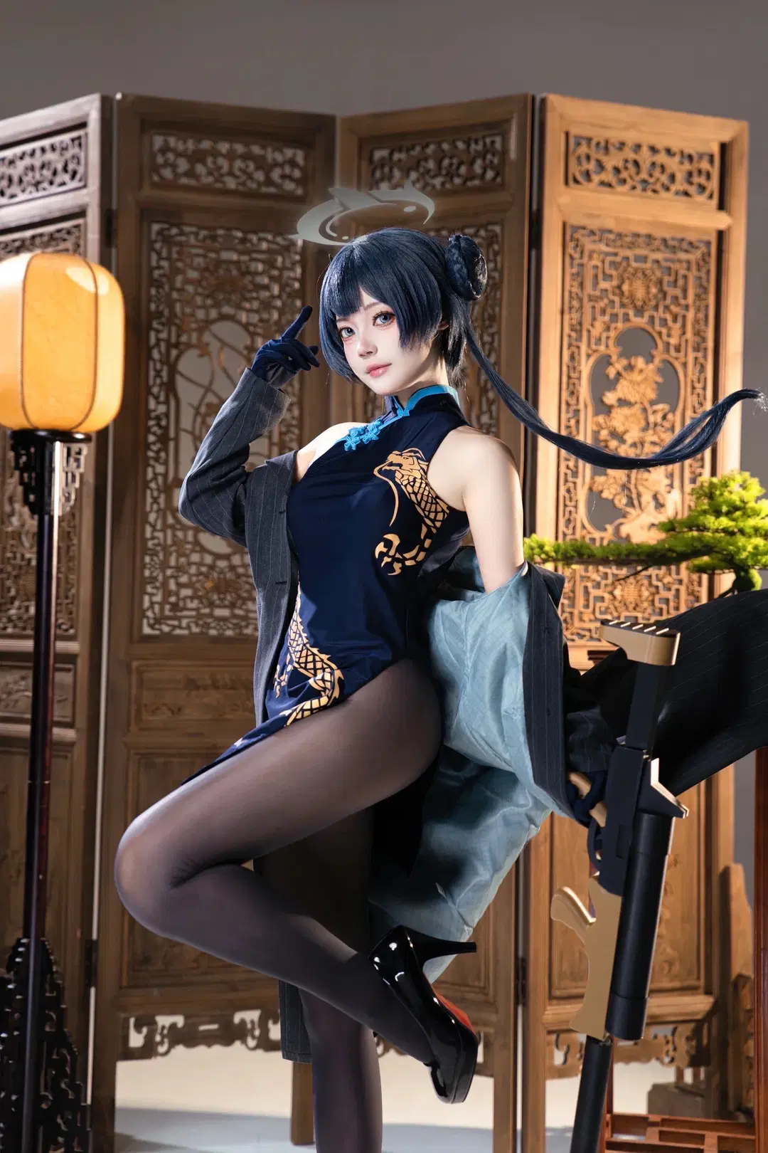 【妃咲cos】蔚蓝档案的夜幕旗袍与黑丝特工 - sakura雨尘酱 - 第4张