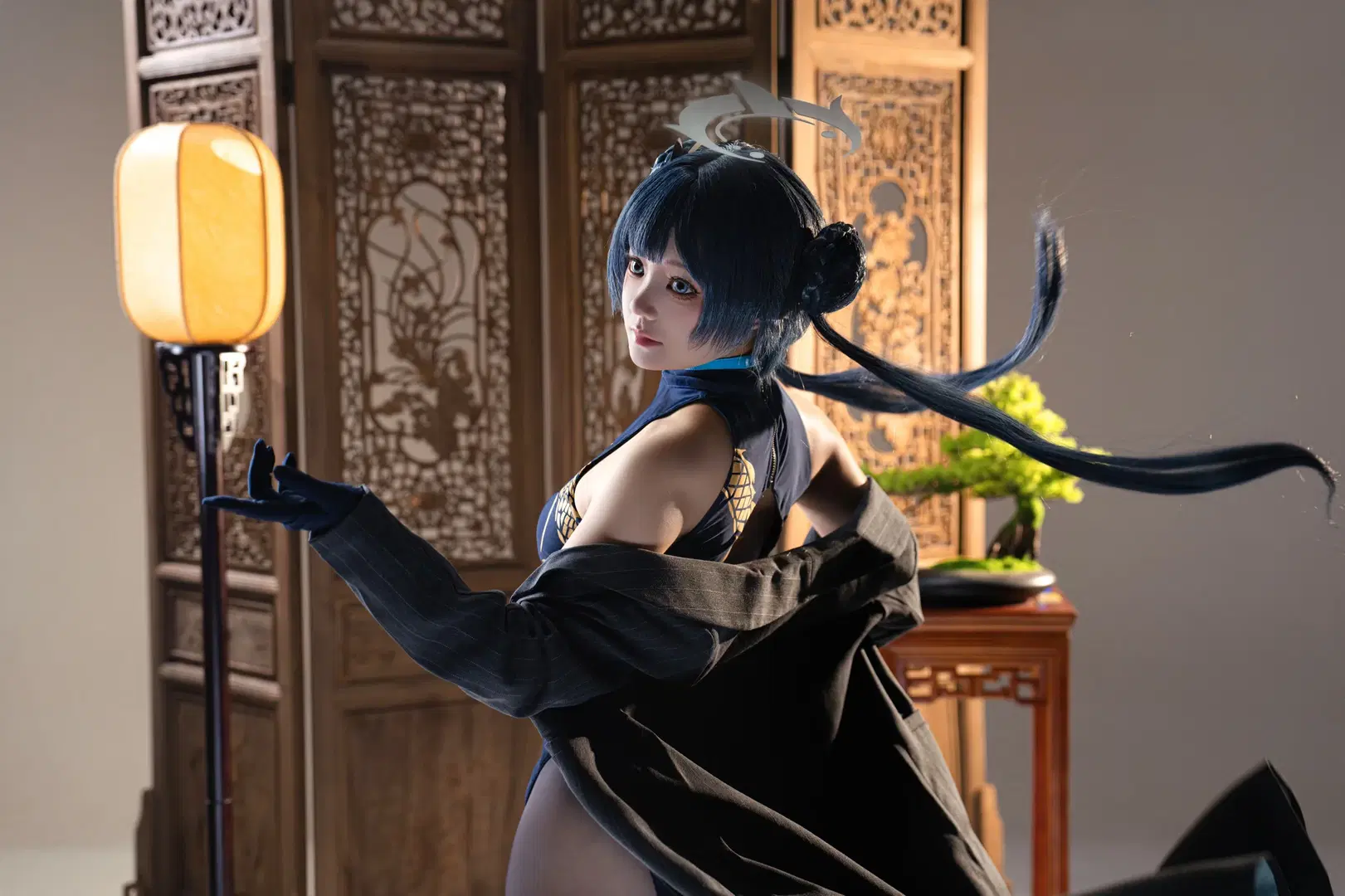 【妃咲cos】蔚蓝档案的夜幕旗袍与黑丝特工 - sakura雨尘酱 - 第6张