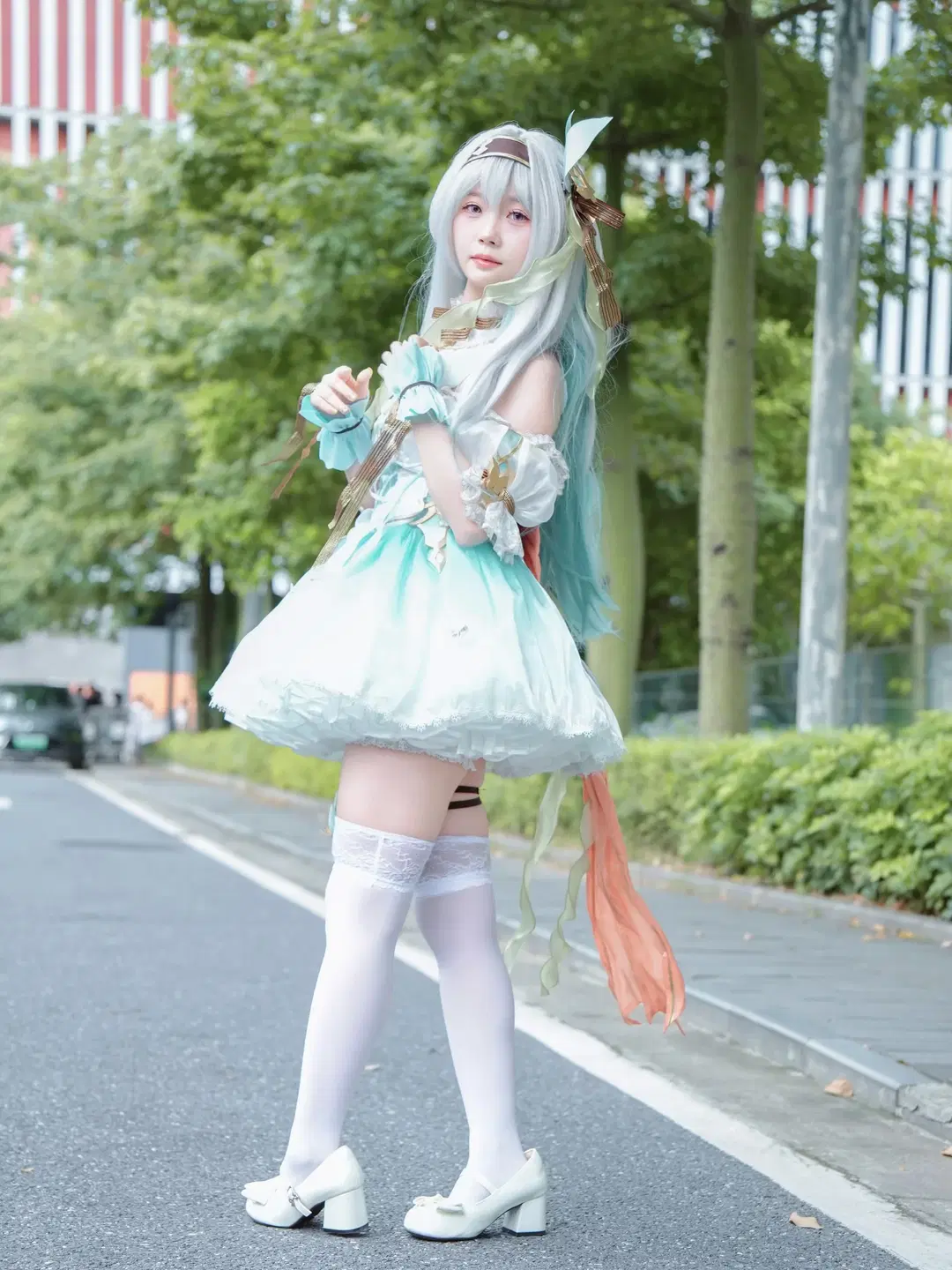 Honkai: Star Rail, Convention photos, Firefly cosplay, Elf Princess, White stockings