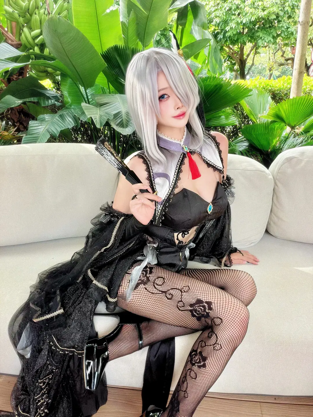 【申鹤cos】黑纱花嫁与渔网袜的漫展自拍 - 摸一凹猫（2.5次元版） - 第4张