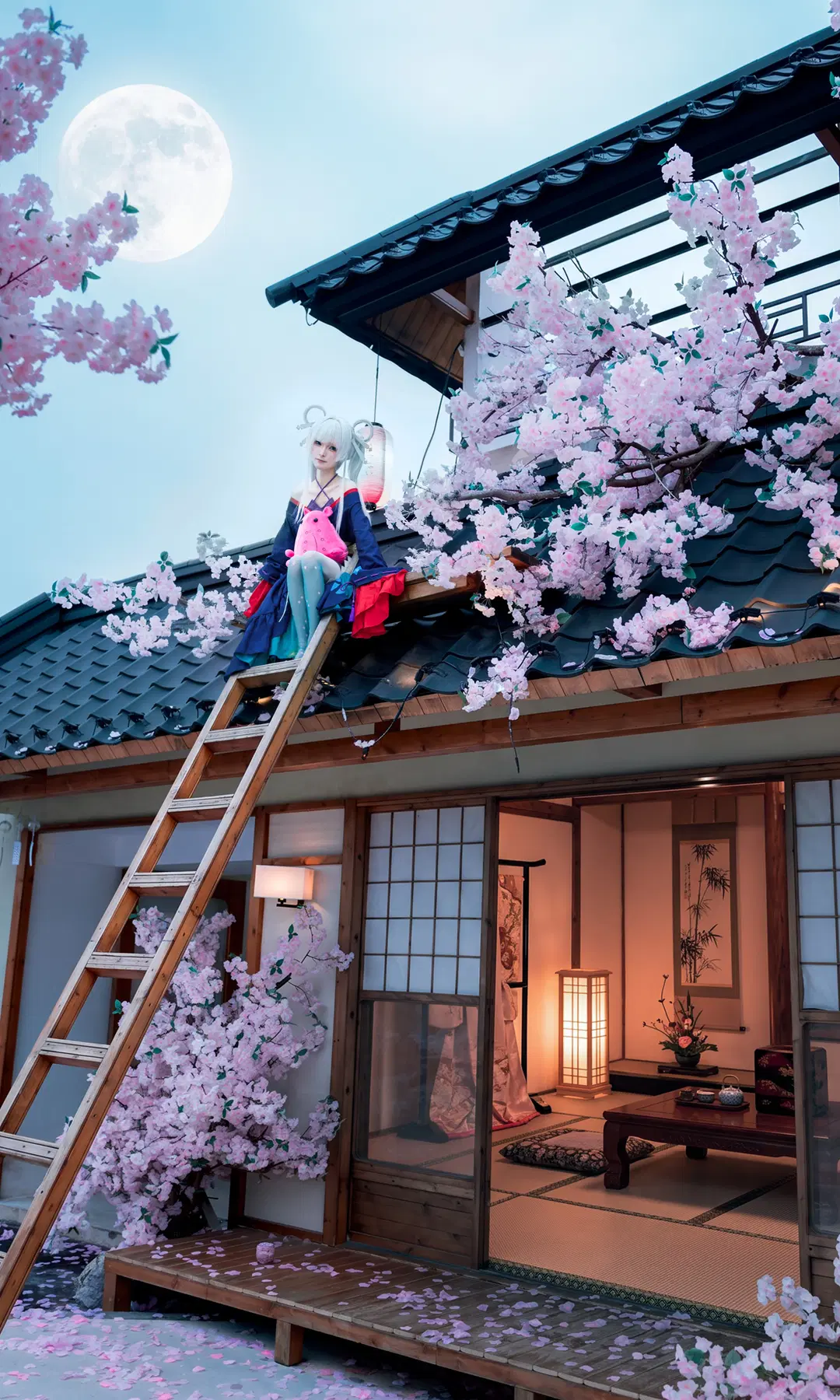 Cosmic Princess Kaguya! Yachiyo Cosplay: Japanese Style Fantasy Beneath Cherry Blossoms by Dr.Chocolate - Image 9
