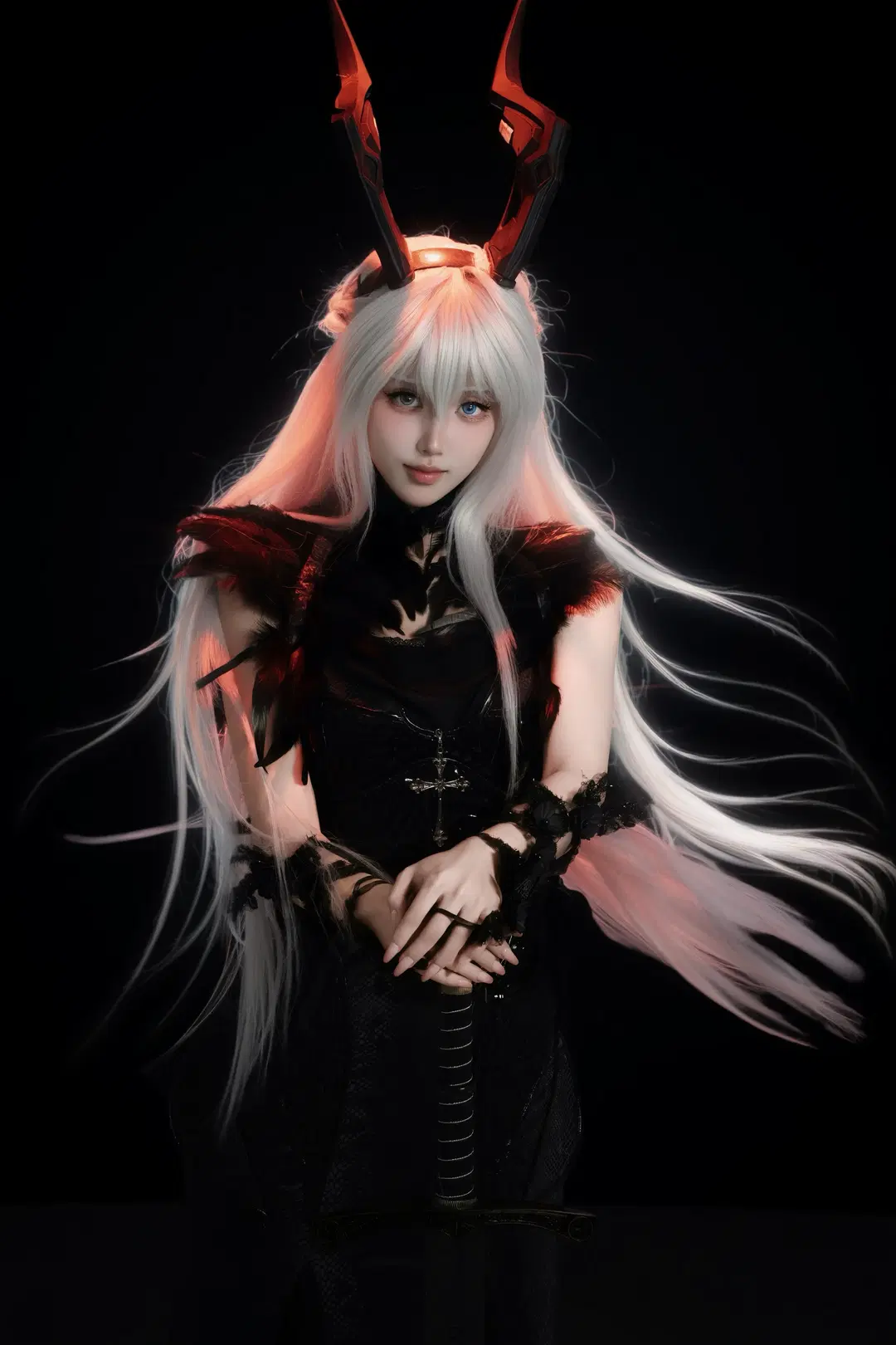 绝区零, 暗黑风cos, 自搭c服, 挽昼cos, 角饰道具