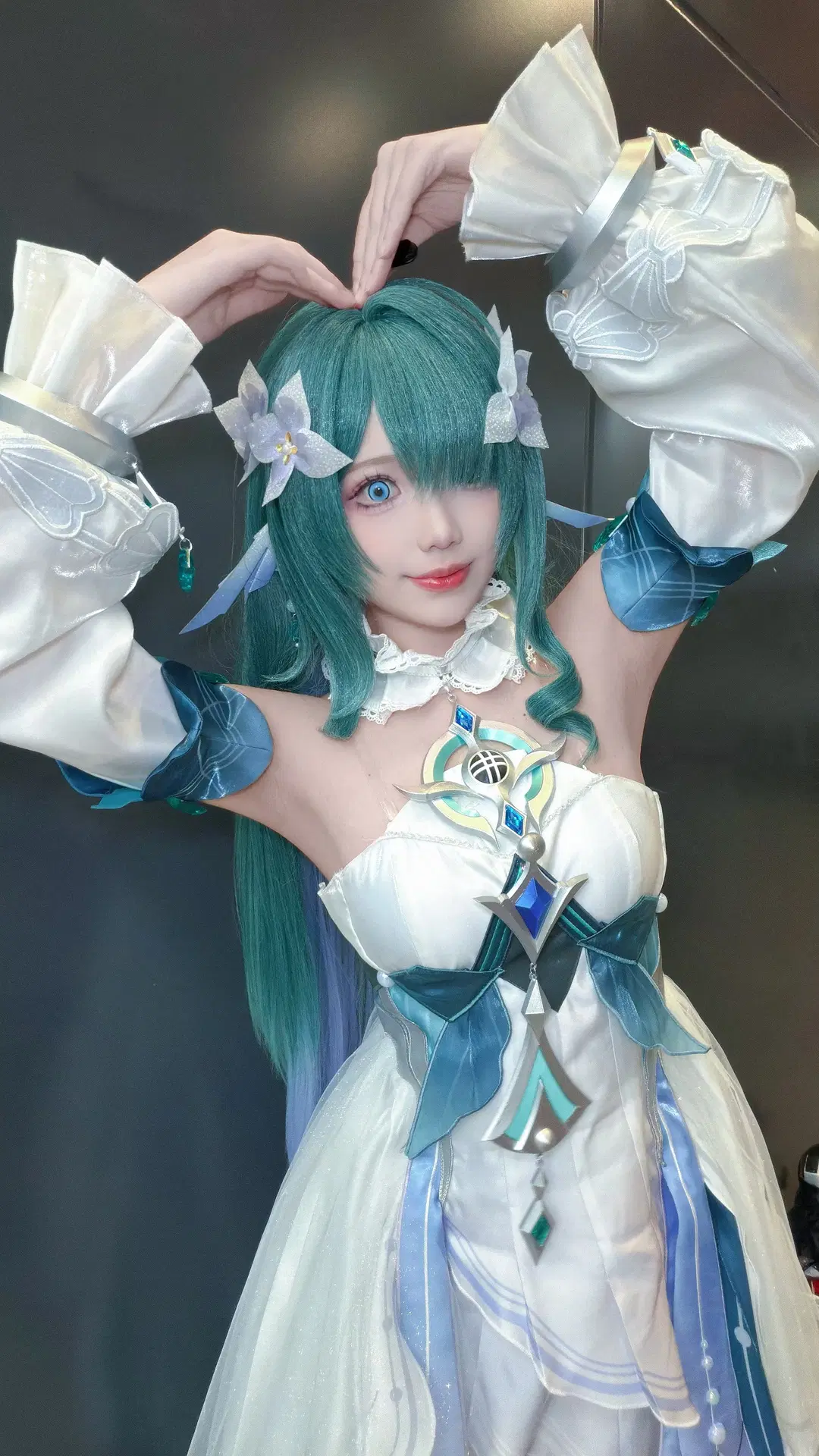 Genshin Impact, cosplay, Anime-style photography, Green hair, Vodyanitsa cos