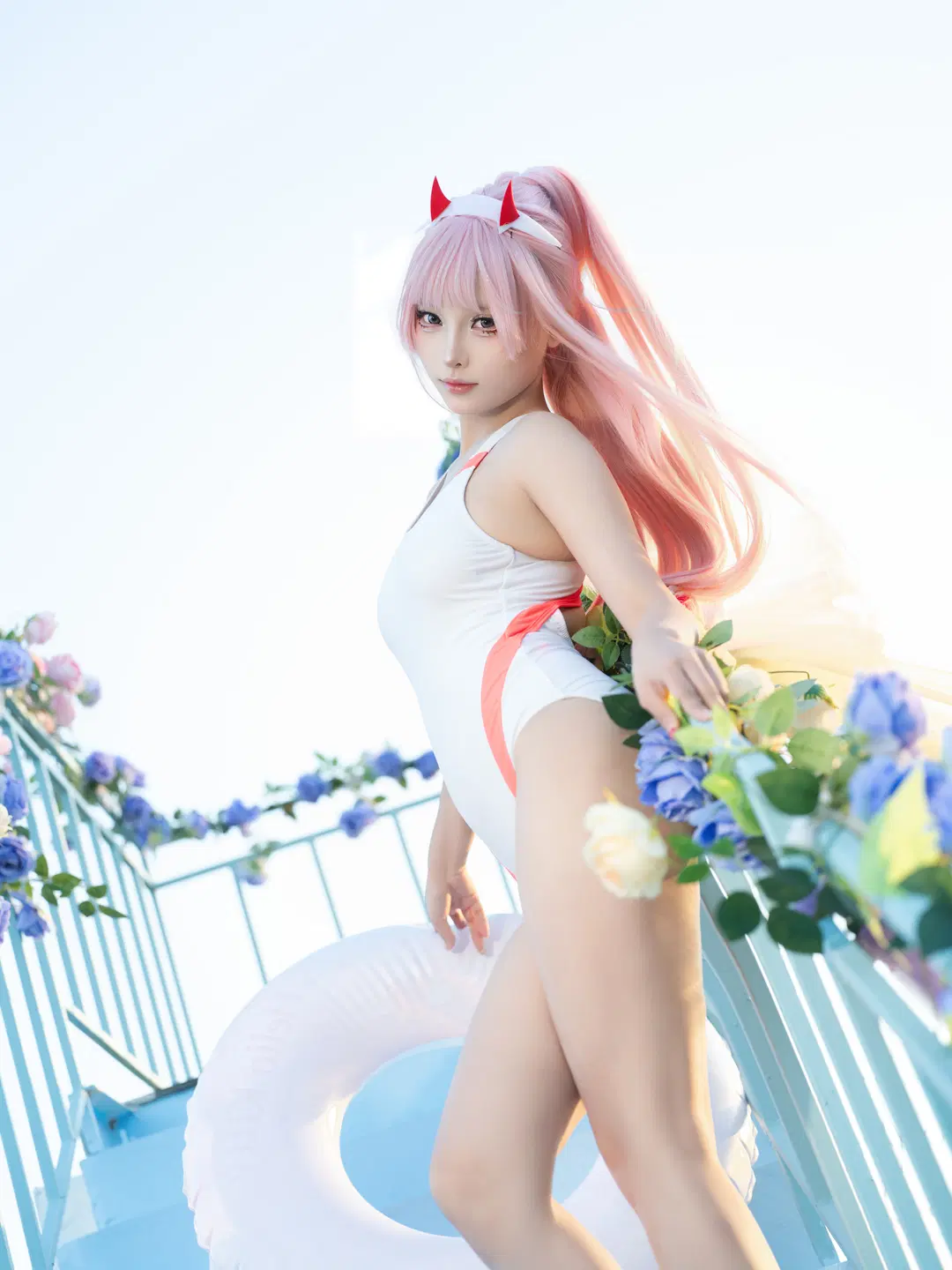 二次元看见计划, 泳装cosplay, 02cos, 泳池cos摄影, 正常泳装无不良暗示
