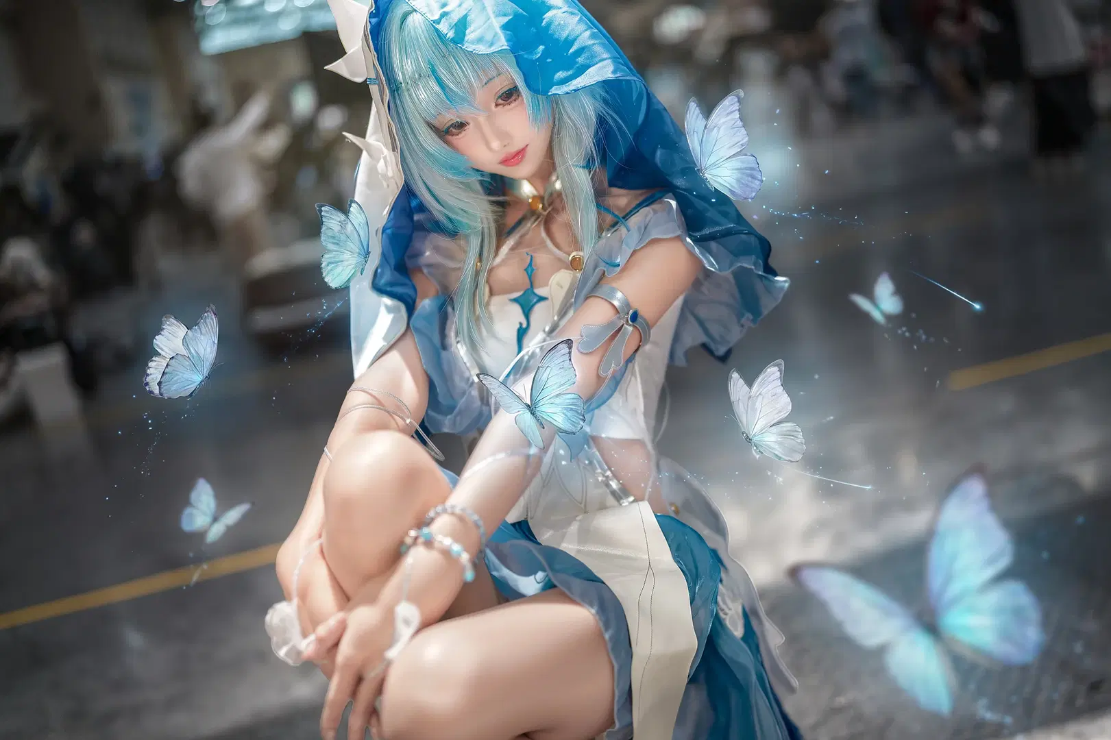 [The Shorekeeper cosplay] Wuthering Waves The Shorekeeper: Butterfly Reverie Beneath Serene Blue Tones