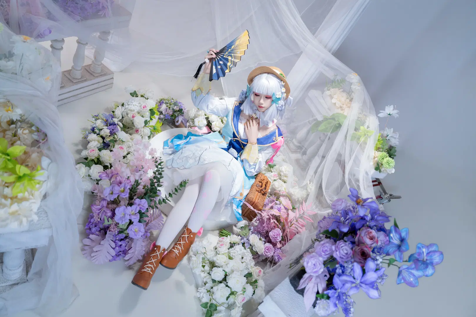 Genshin Impact, Kamisato Ayaka cosplay, White stockings