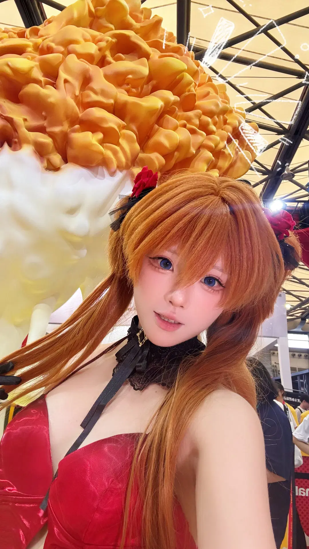 漫展偶遇麦麦炸鸡展台，明日香红裙cosplay甜辣出击 - 琉璃璃 - 第7张