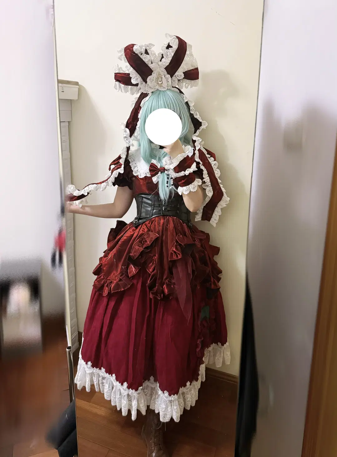 【鍵山雛 コスプレ】東方Project ワインレッドのドレスとミントグリーンのウィッグ - 寻灯 - 2枚目