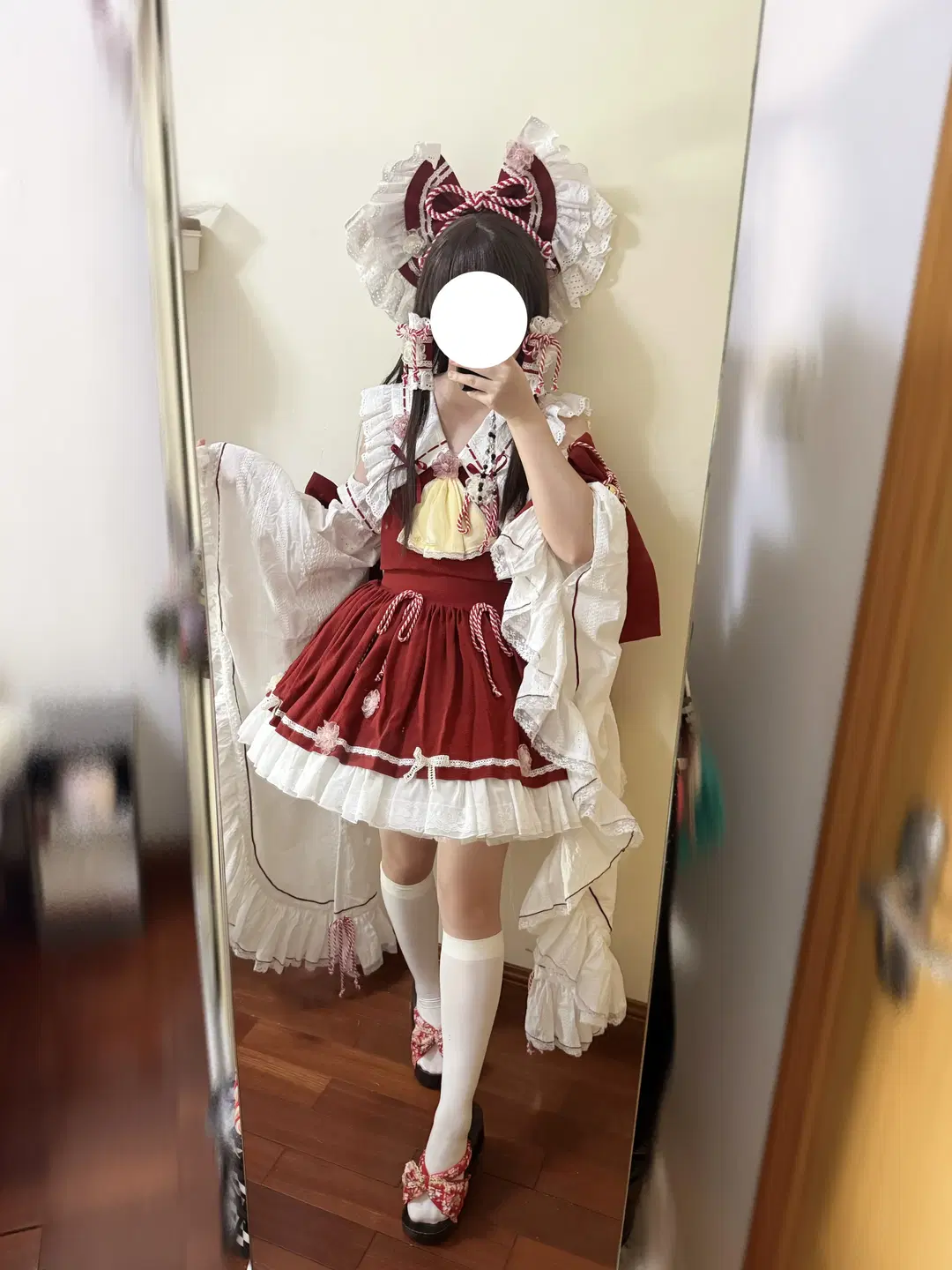 博麗靈夢cos, 東方project, 白絲, 洛麗塔風格, 雙色巫女