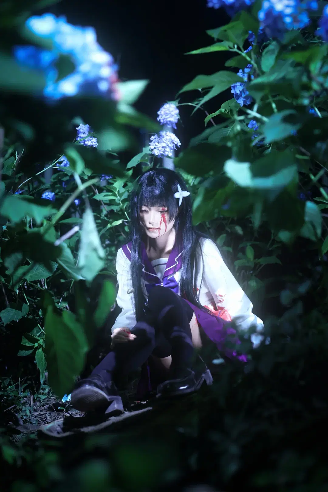 【散华礼弥cos】无尽夏绣球花丛中的经典水手服 - 秋风今天不修图 - 第5张