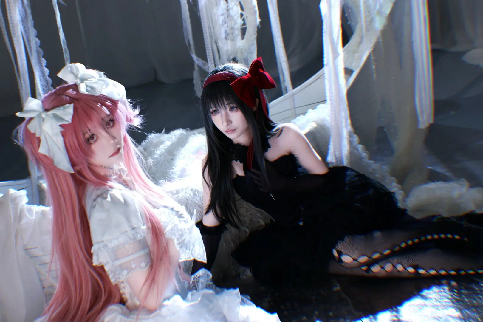 鹿目圆cos, 魔法少女小圆, 哥特风, 黑丝, 晓美焰cos