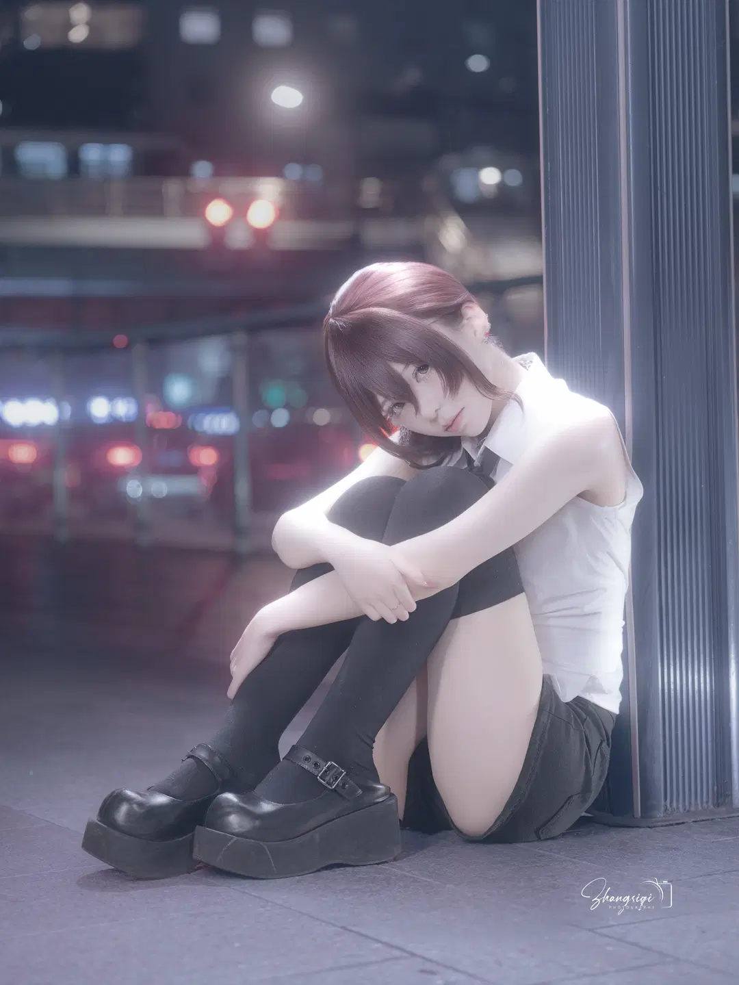 车站夜景下的白衬衫短发少女 赶车途中的夜拍记录 - 坏坏孩子琦 - 第3张