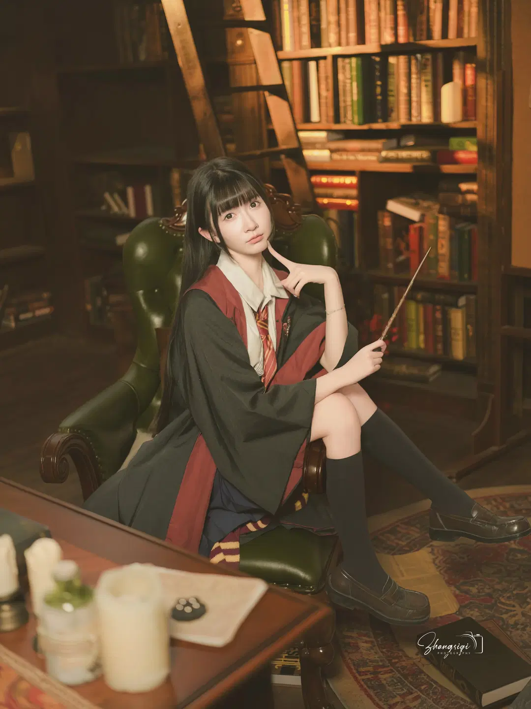 学院风, 丝袜, 哈利波特cos, 哈利波特魔法世界, 美式证件照