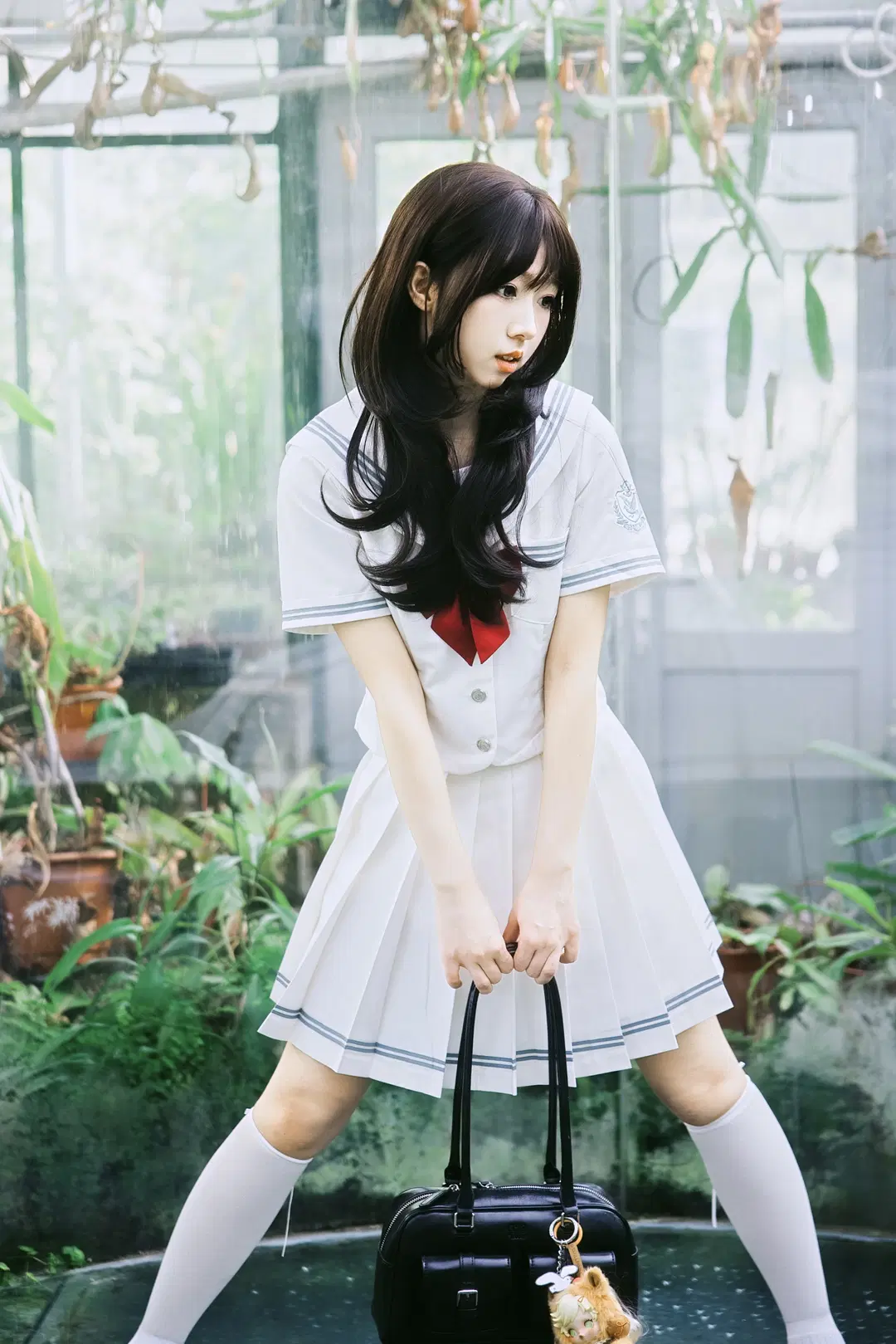 植物园温室里的夏日JK制服写真