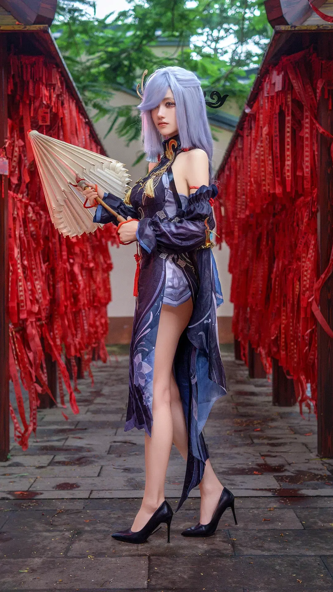 【申鶴cos】原神海燈節紅絲帶下的祈願