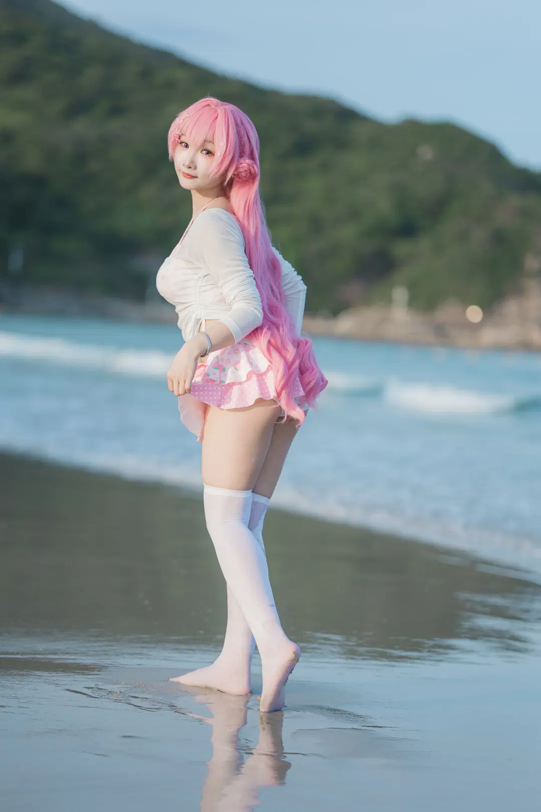 泳装, NIKKE, 白丝, 桃乐丝cos, 海边沙滩