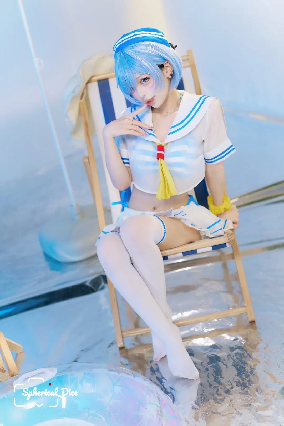 cosplay, 從零開始的異世界生活, 蕾姆cos, 絲襪, 泳裝蕾姆