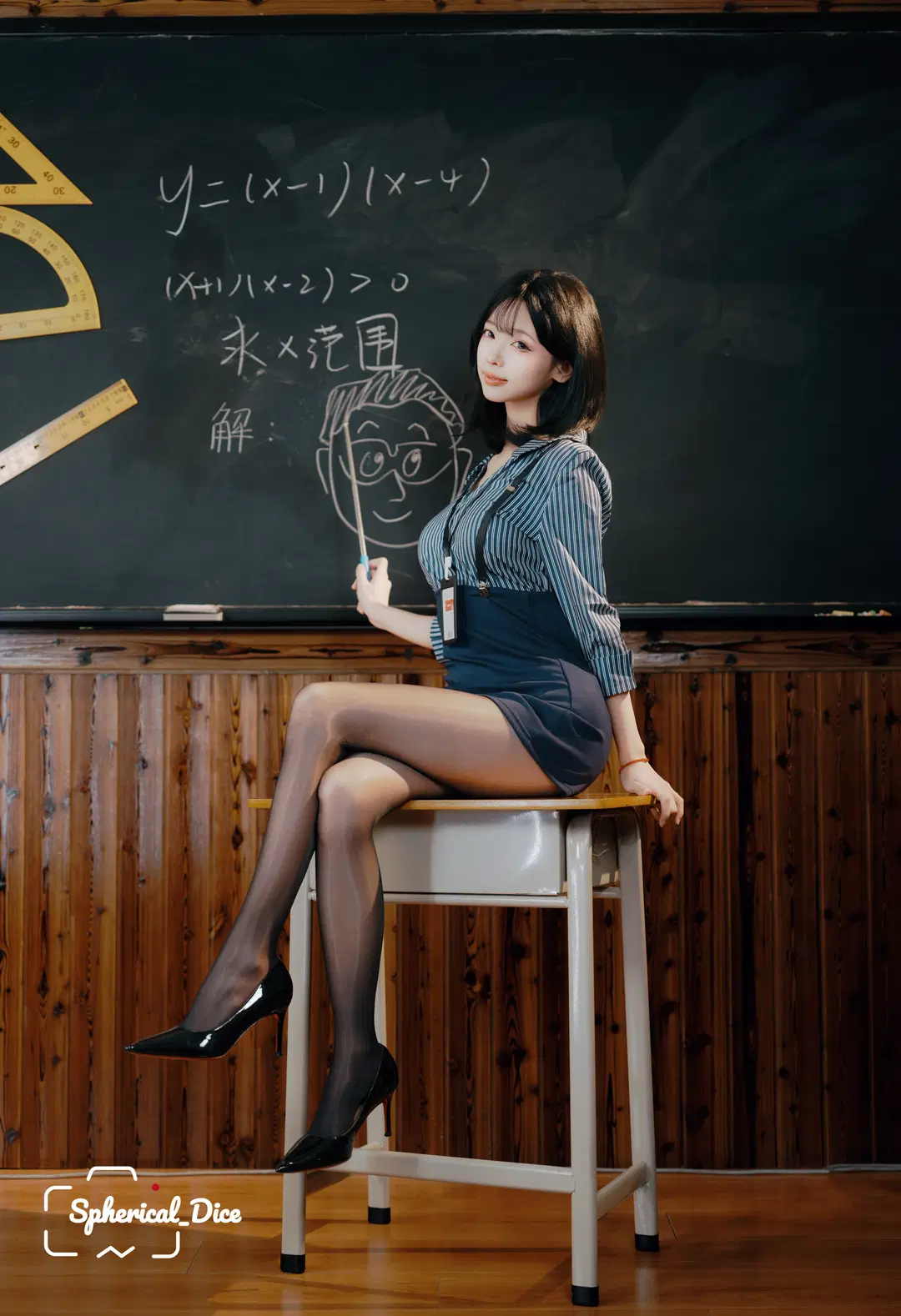 氛围感写真, 制服cosplay, 教室写真, 索尼人像, 黑丝高跟