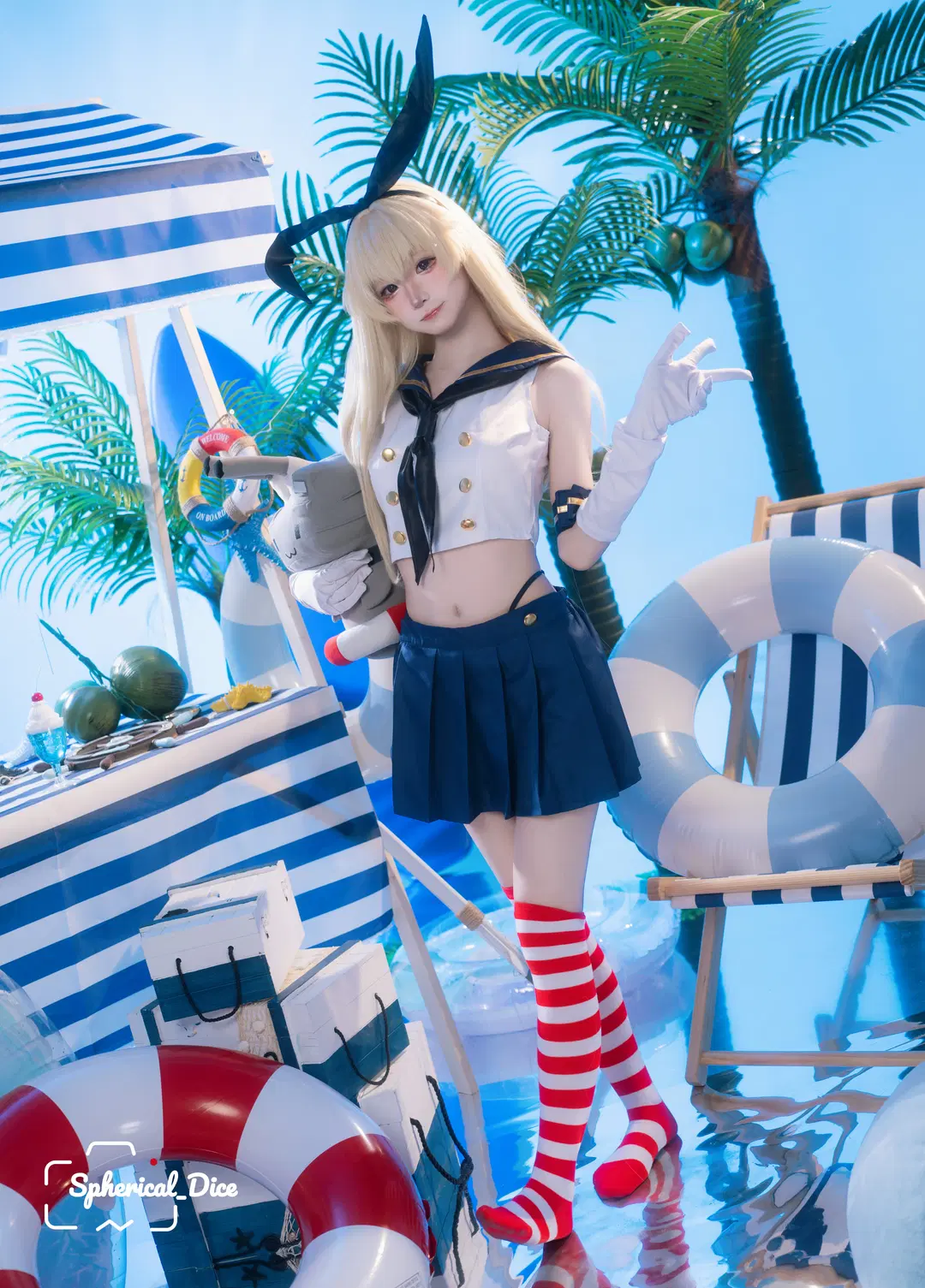 岛风cos 舰队Collection 夏日海滩的清凉演绎 - 圆形骰子 - 第3张