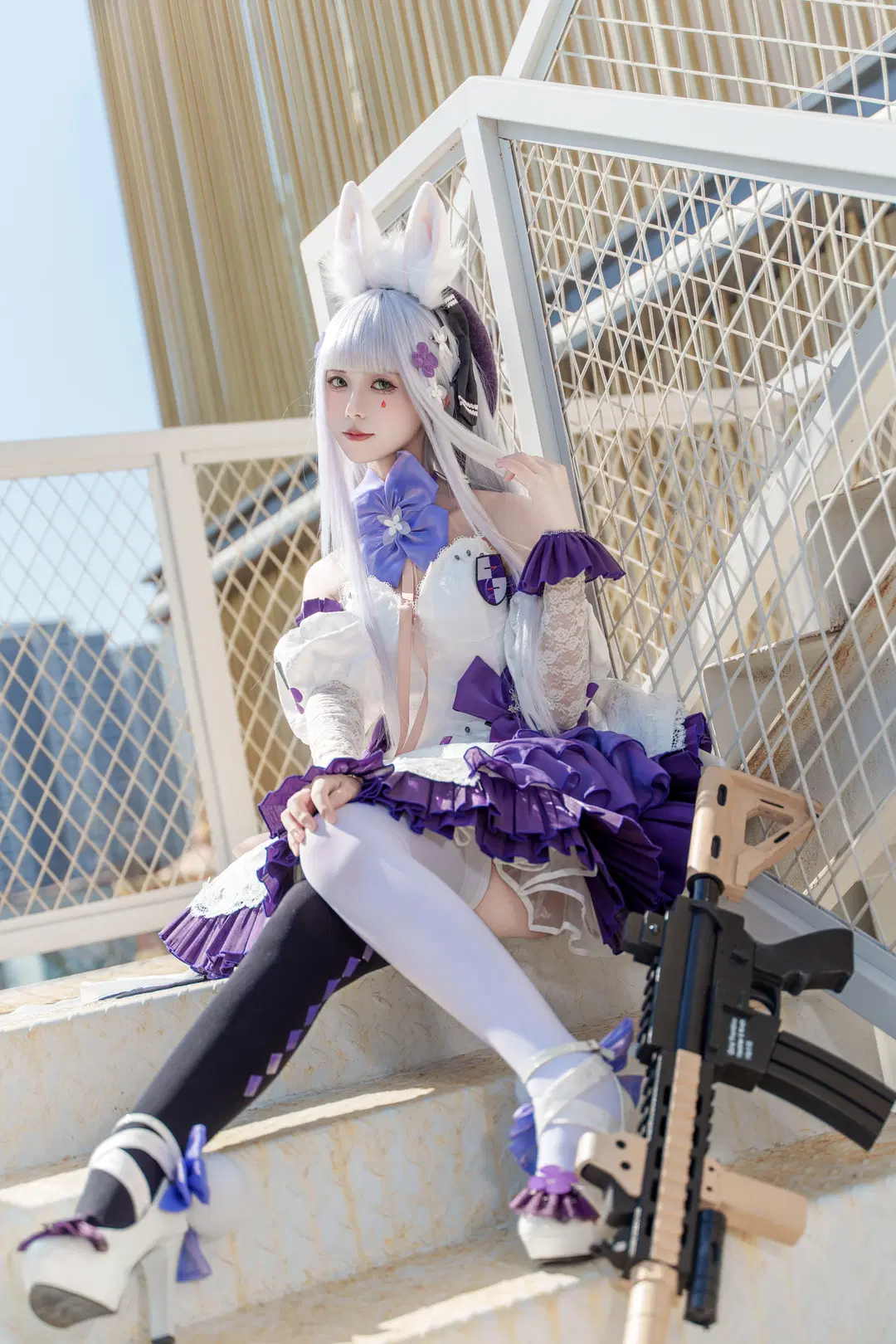 户外摄影, 洛丽塔, 少女前线, hk416cos, 黑白丝