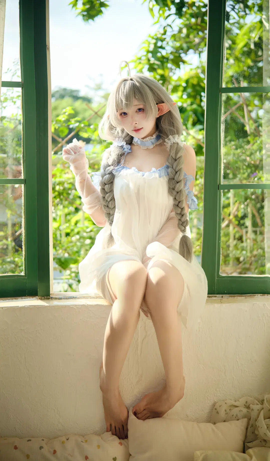 碧蓝航线, 埃佛森cos, 睡衣cos, 精灵耳少女, 窗台写真