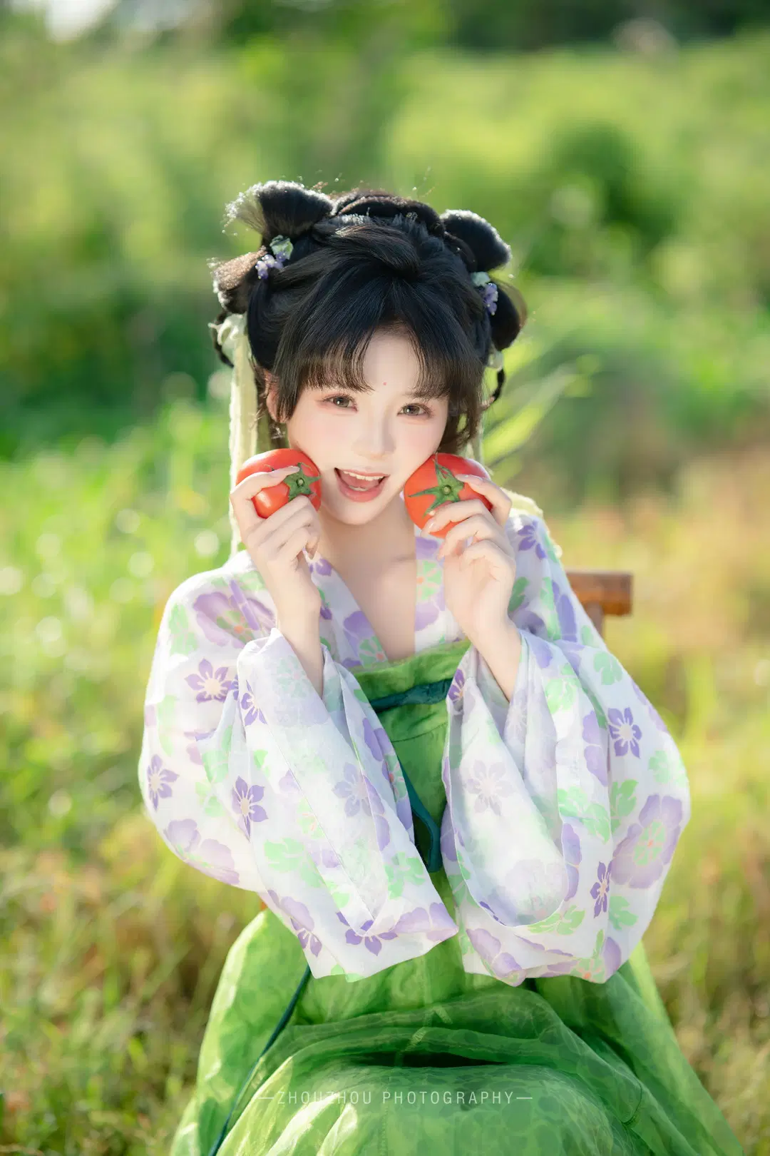 把种田文照进现实，这套绿紫配色田园汉服真的太出片了 - 一碗粥粥📷 - 第2张