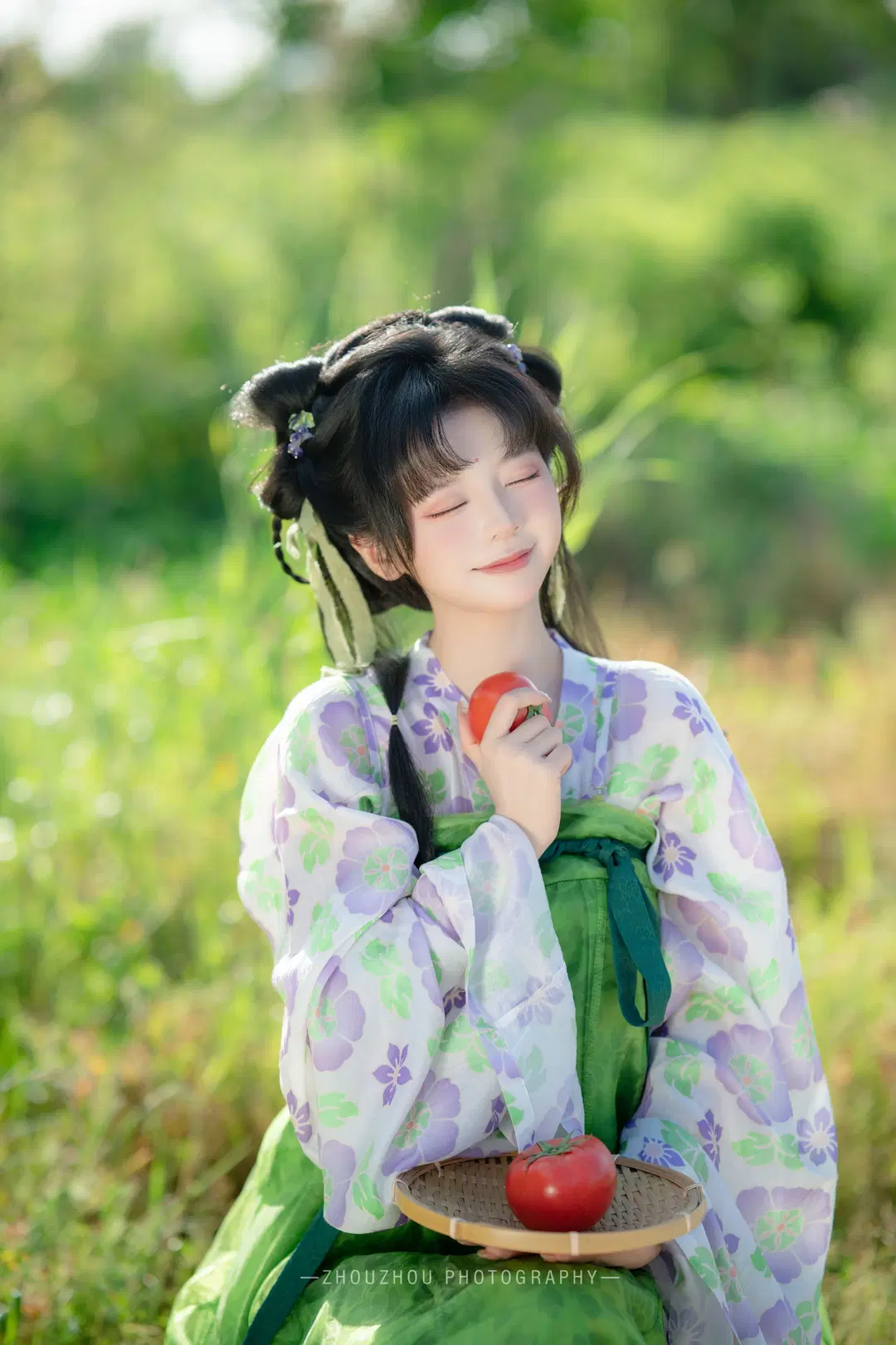 把种田文照进现实，这套绿紫配色田园汉服真的太出片了 - 一碗粥粥📷 - 第5张
