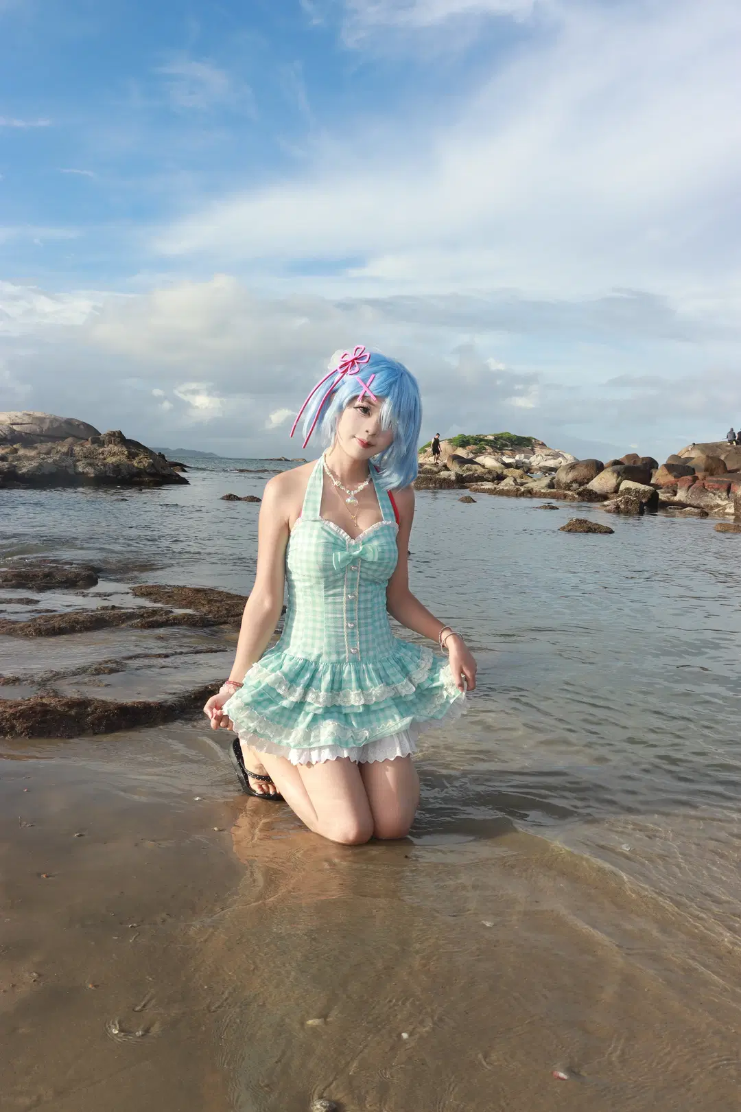 【蕾姆cos】從零開始的異世界 海邊的夏日格子裙 - 暃暃公主 - 第3張