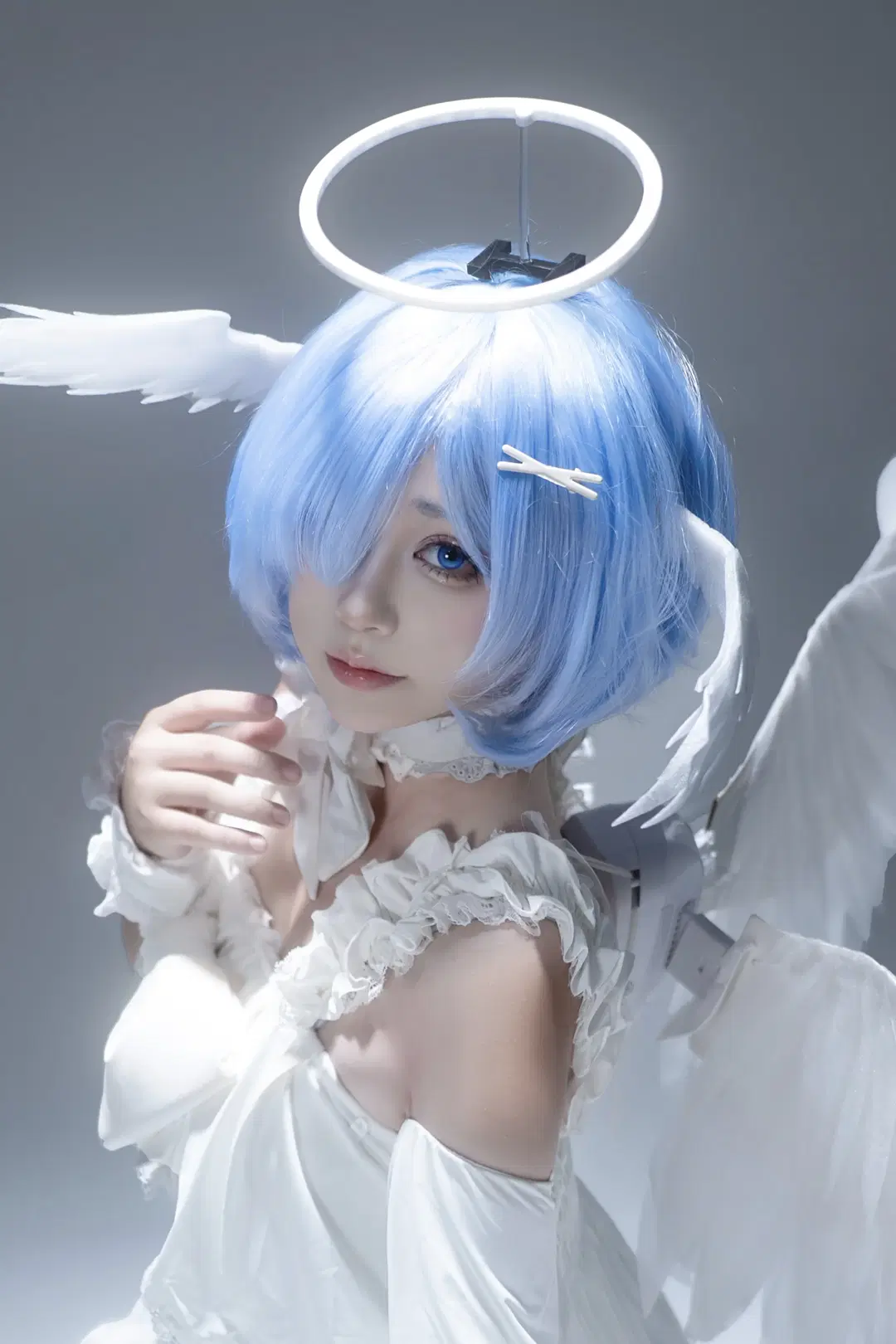 【レム コスプレ】Re:ゼロから始める異世界生活 天使レムの純白スタジオ撮影 - 凉洛luo（修养中 - 2枚目