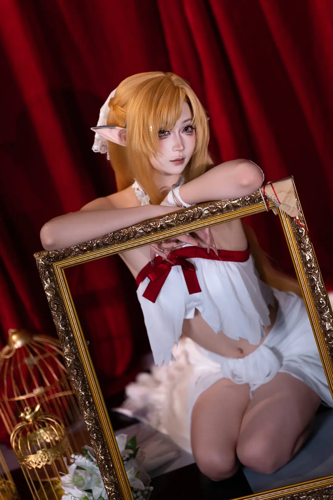 【亚丝娜cos】刀剑神域精灵亚丝娜，白裙与鸟笼的奇幻氛围 - KomikadoYUC - 第2张