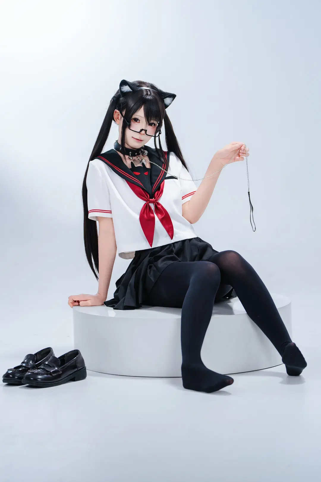 JK制服, 水手服, 黑丝, 猫耳cos, 棚拍写真