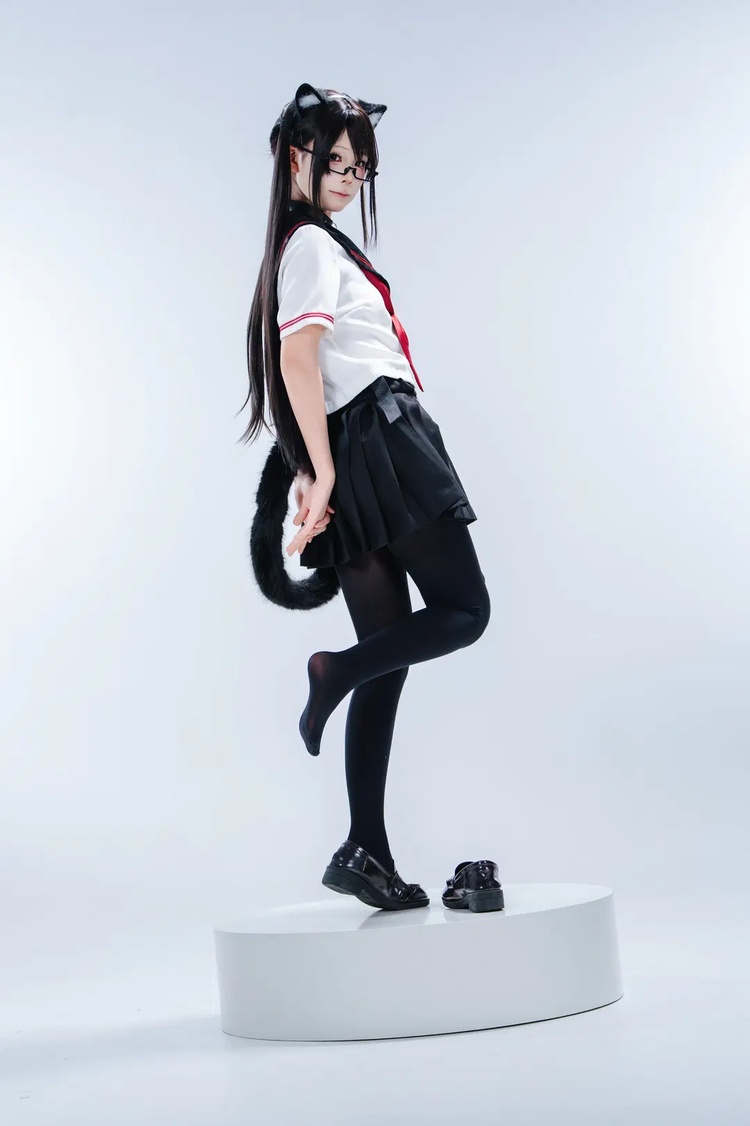 White Sailor Suit and Black Stockings Catgirl: Studio Photoshoot Daily Life Record by 小红帽 - Image 3