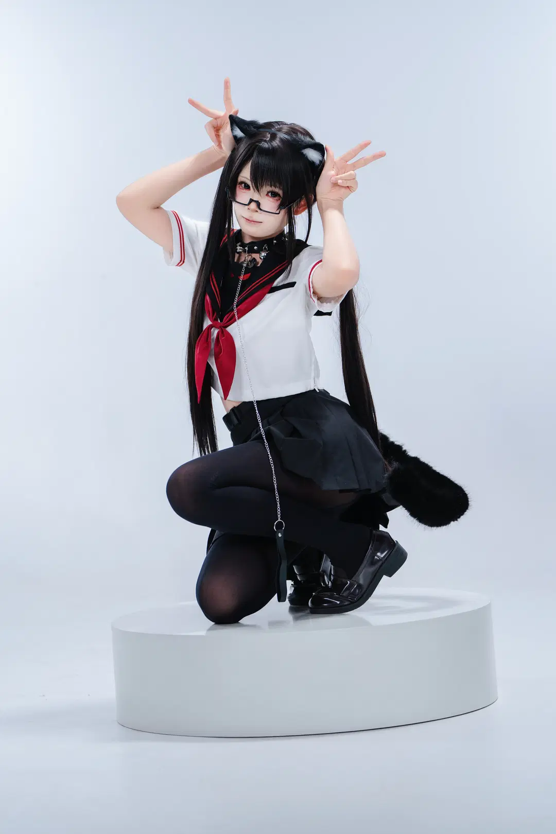 White Sailor Suit and Black Stockings Catgirl: Studio Photoshoot Daily Life Record by 小红帽 - Image 4