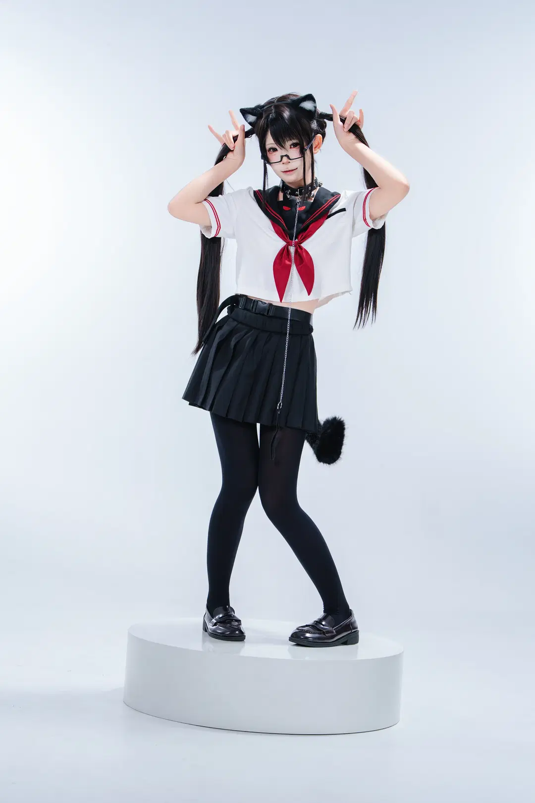 White Sailor Suit and Black Stockings Catgirl: Studio Photoshoot Daily Life Record by 小红帽 - Image 5